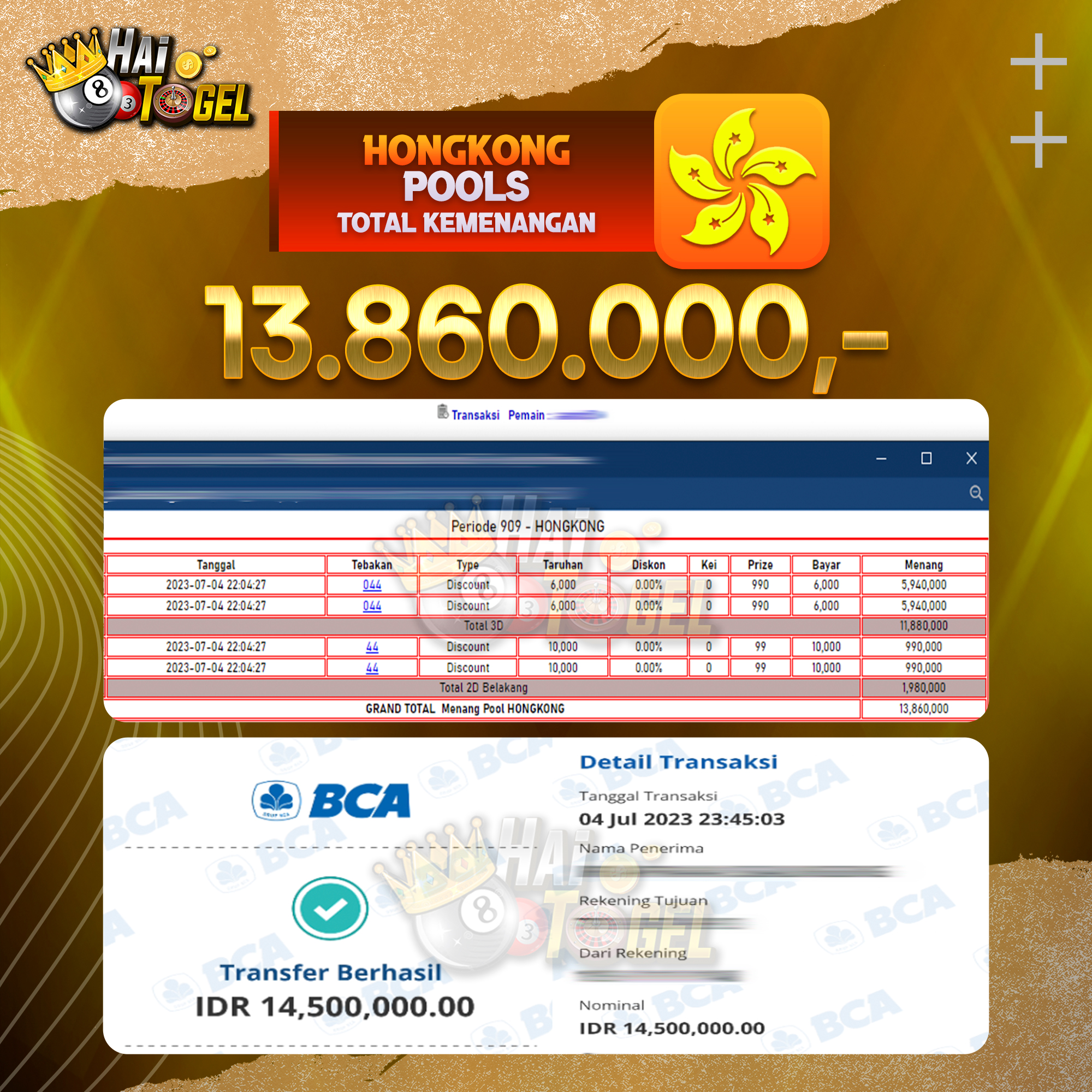 You are currently viewing BUKTI JACKPOT HAITOGEL TOGEL : HONGKONG SEBESAR RP. 13.860.000,-