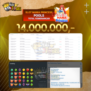 Read more about the article BUKTI JACKPOT HAITOGEL SLOT : SLOT MANIA PRINCESS RP. 14.000.000