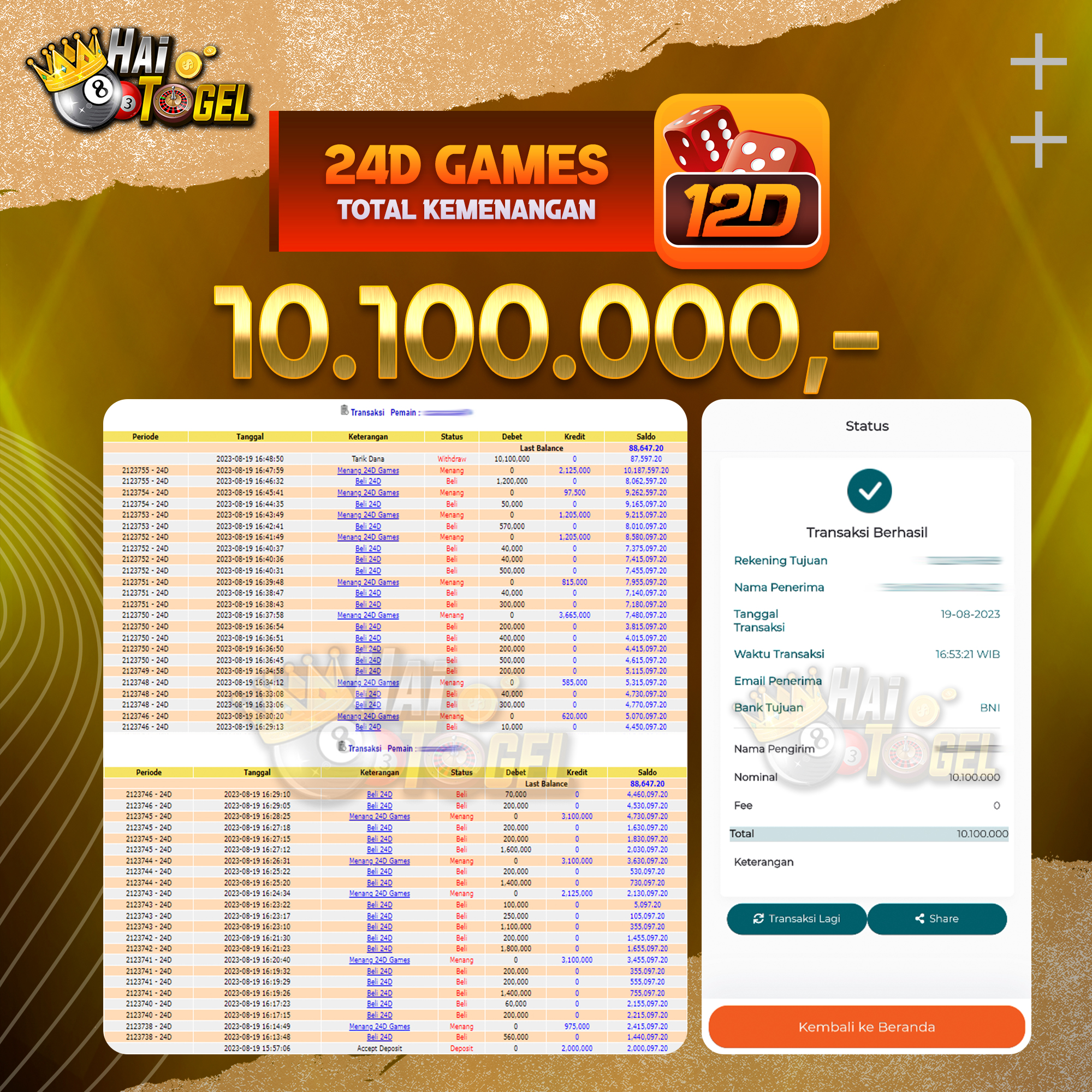 You are currently viewing BUKTI CASINO JACKPOT HAITOGEL 24D GAMES RP. 10.100.000