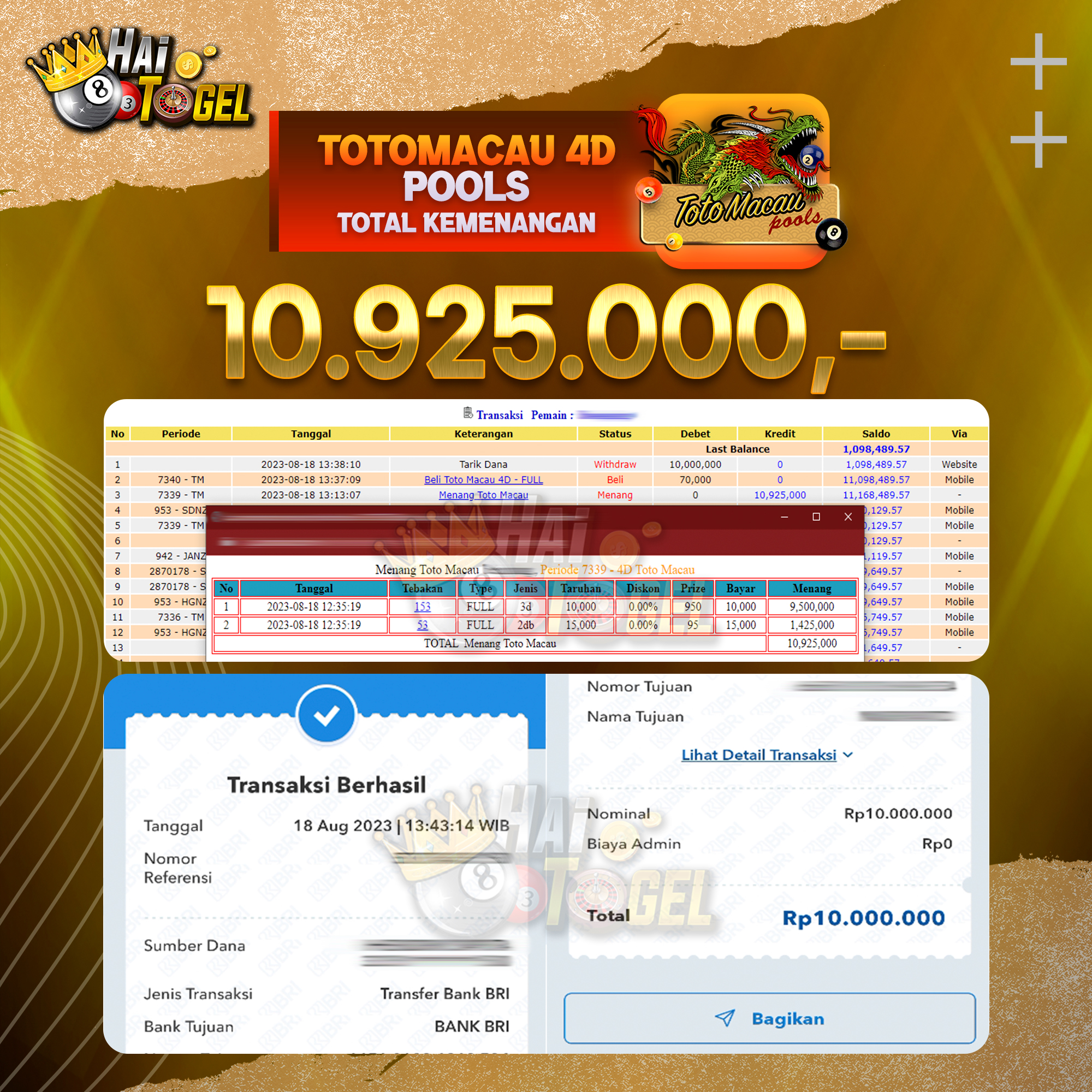 You are currently viewing BUKTI JACKPOT HAITOGEL PASARAN TOTOMACAU4D RP. 10.925.000