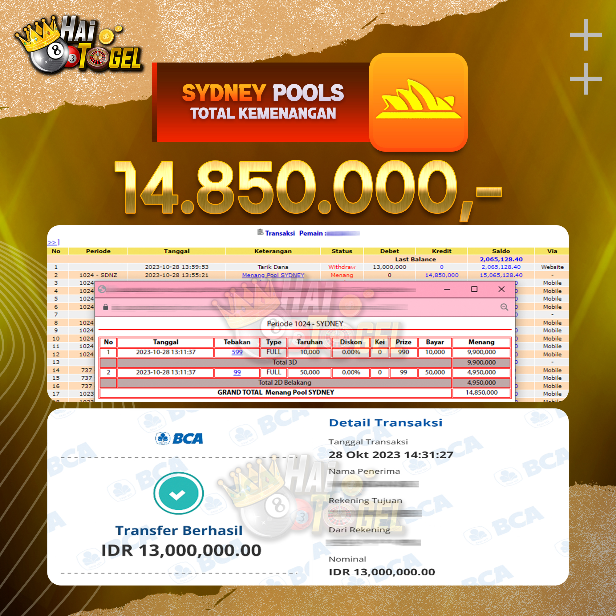 You are currently viewing BUKTI PEMBAYARAN HAITOGEL TOGEL SYDNEY RP. 14.850.000