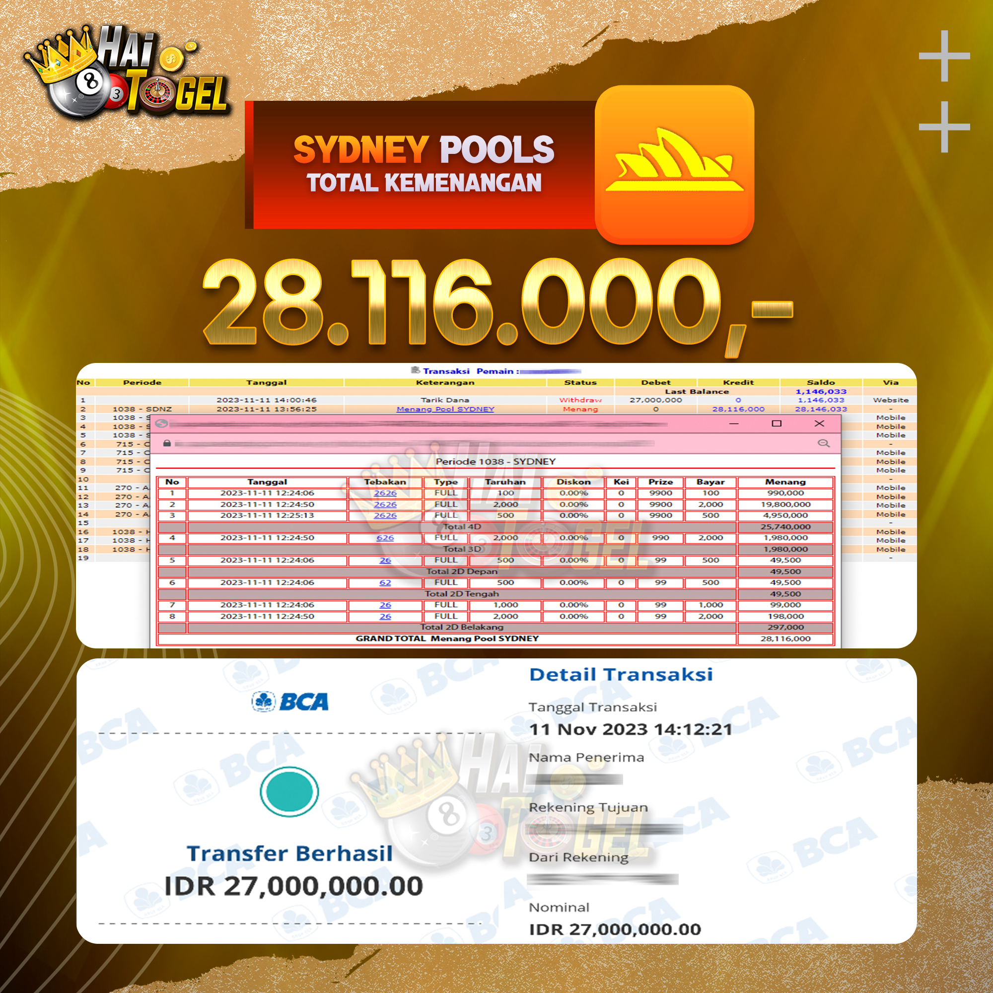 You are currently viewing BUKTI PEMBAYARAN HAITOGEL TOGEL SYDNEY RP. 28.116.000