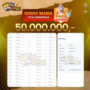 Read more about the article BUKTI JACKPOT HAITOGEL SLOT : SLOT 5000X MANIA RP. 50.000.000