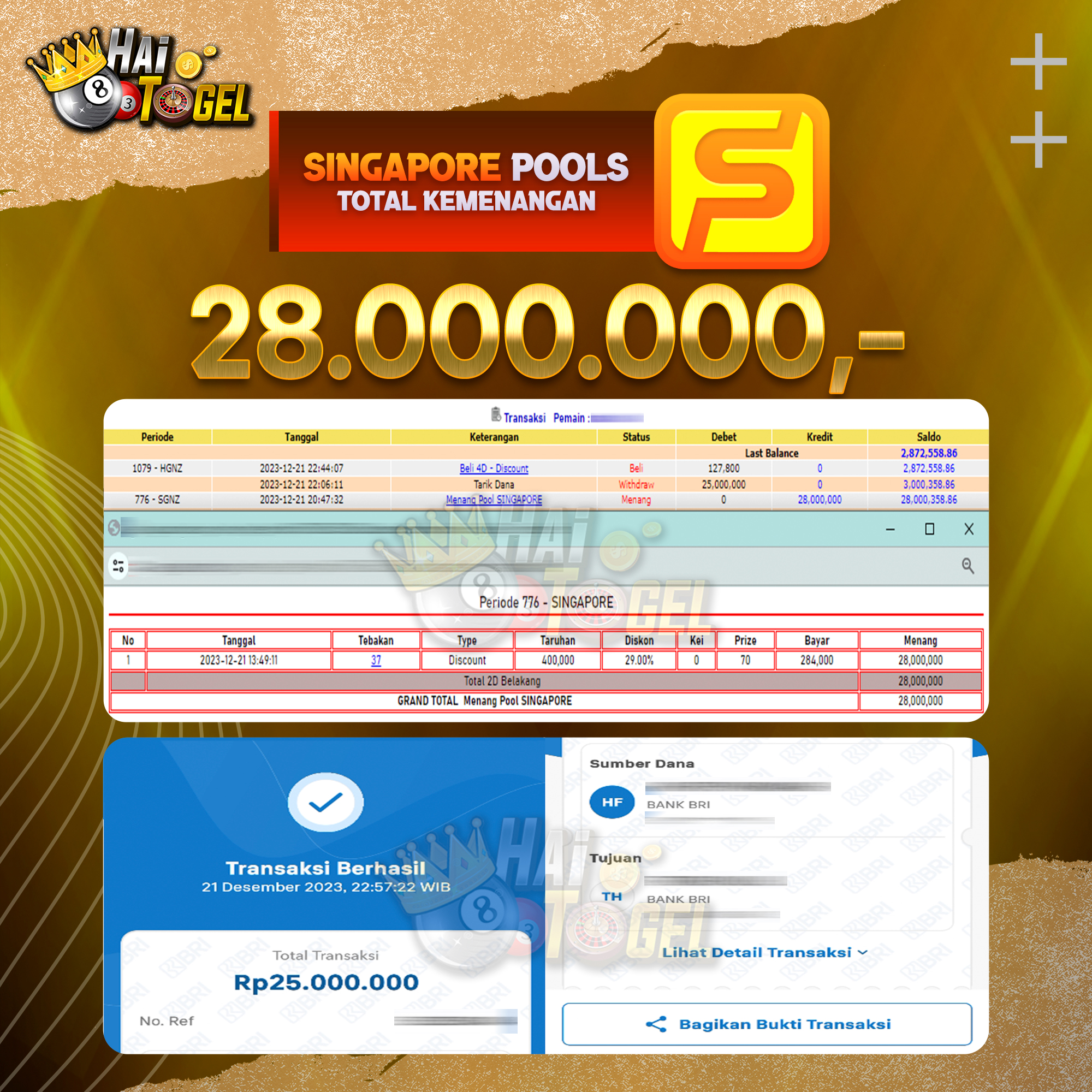 You are currently viewing BUKTI JACKPOT HAITOGEL TOGEL : SINGAPORE SEBESAR RP. 28.000.000,-