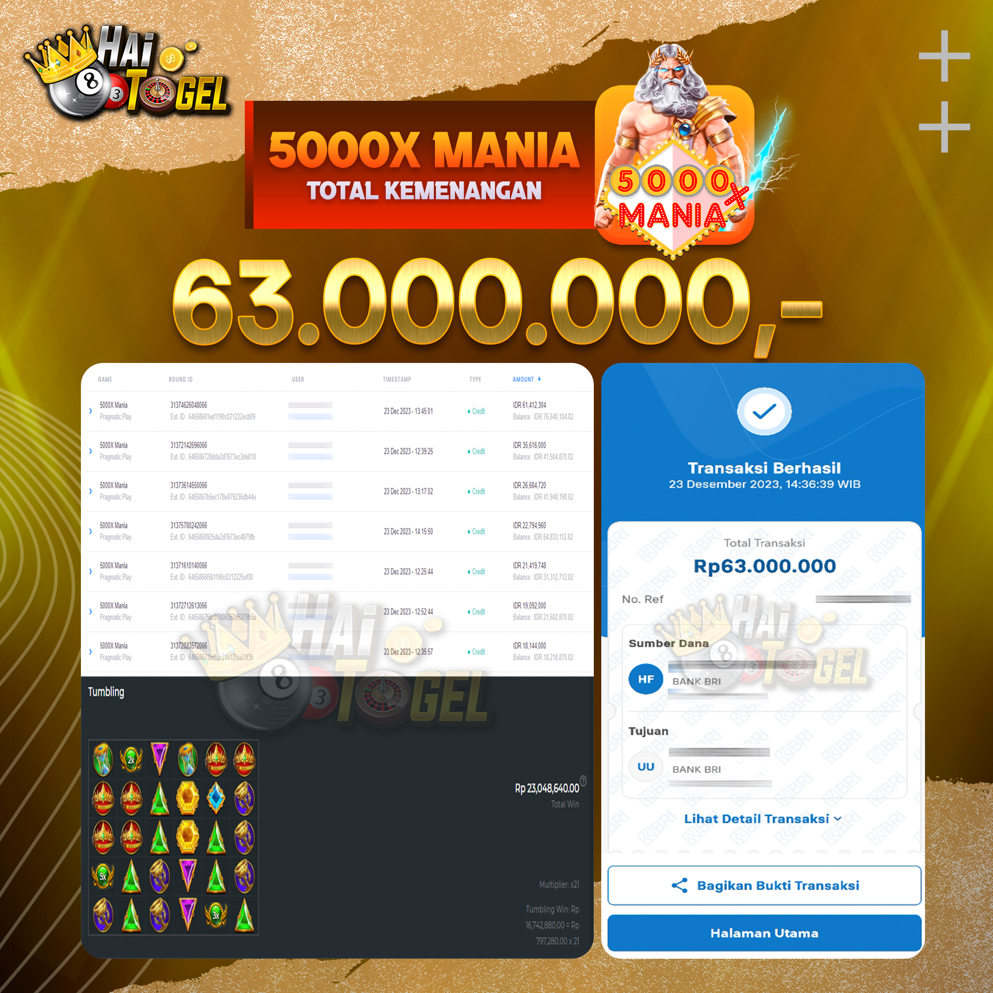 You are currently viewing BUKTI JACKPOT HAITOGEL SLOT : SLOT 5000X MANIA RP. 63.000.000