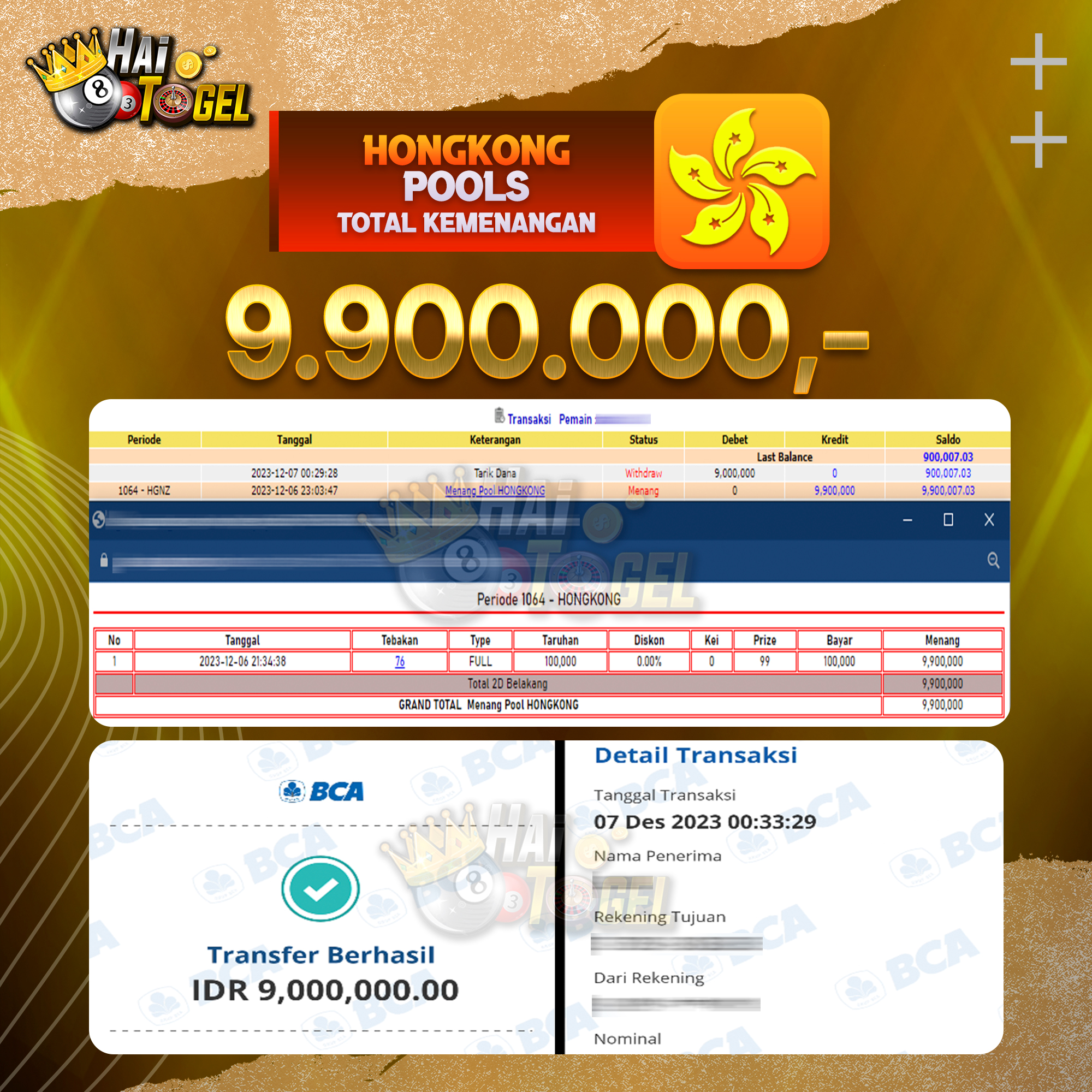 Read more about the article BUKTI TOGEL HAITOGEL JACKPOT HONGKONG : RP. 9.900.000