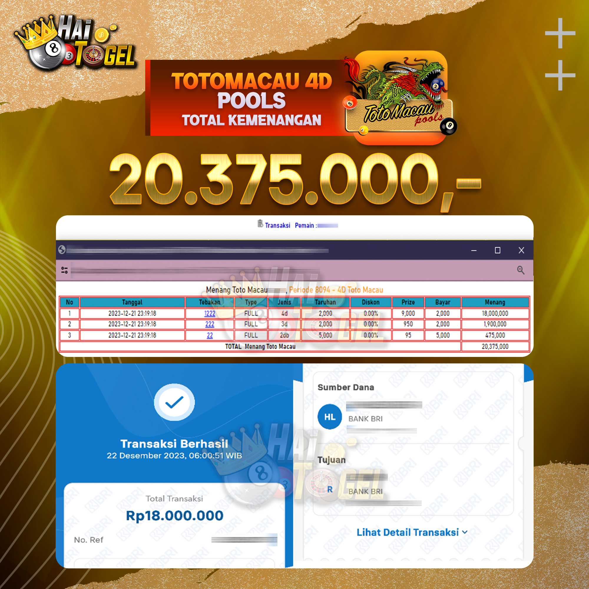 You are currently viewing BUKTI JACKPOT HAITOGEL PASARAN TOTOMACAU4D RP. 20.375.000