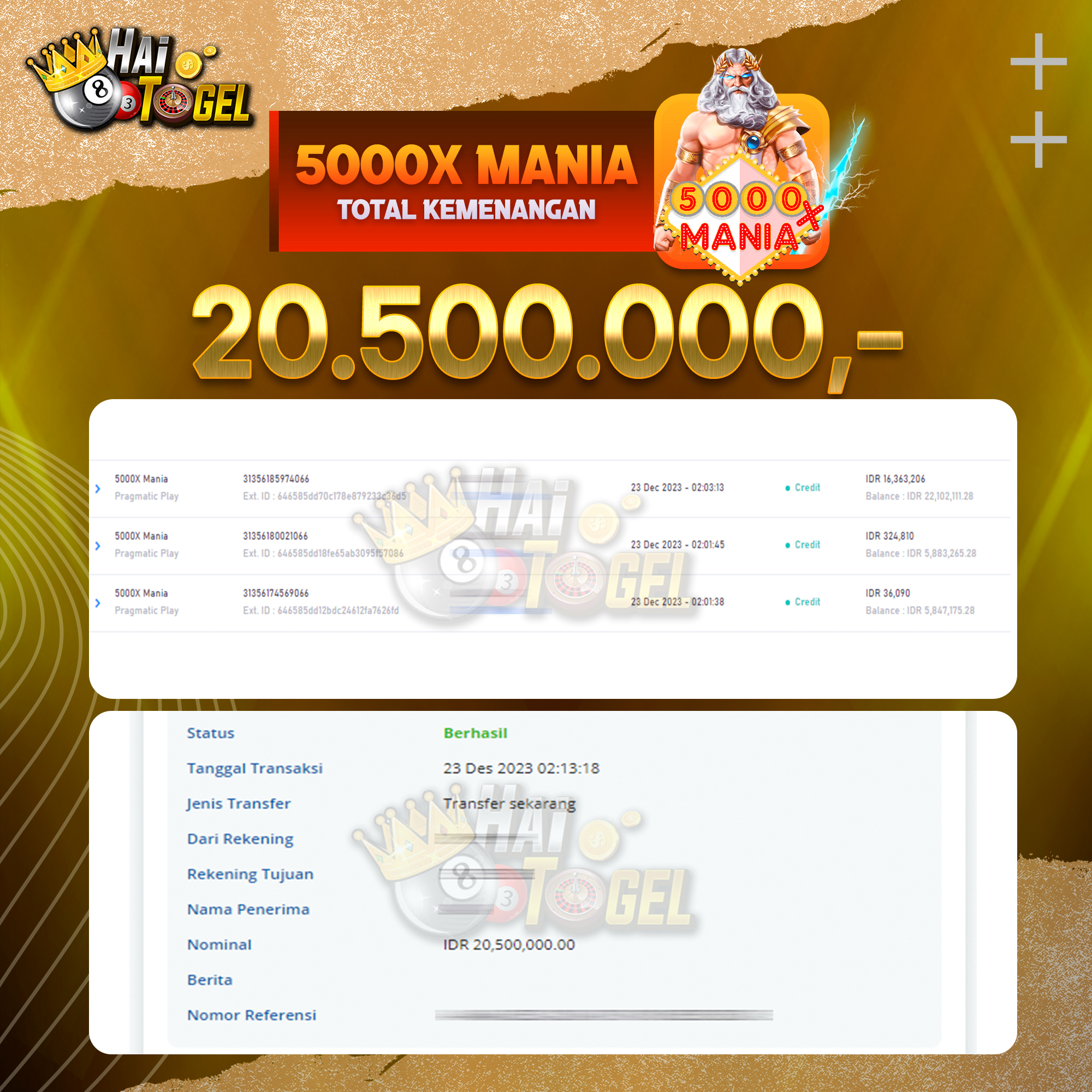 You are currently viewing BUKTI JACKPOT HAITOGEL SLOT : SLOT 5000X MANIA RP. 20.500.000