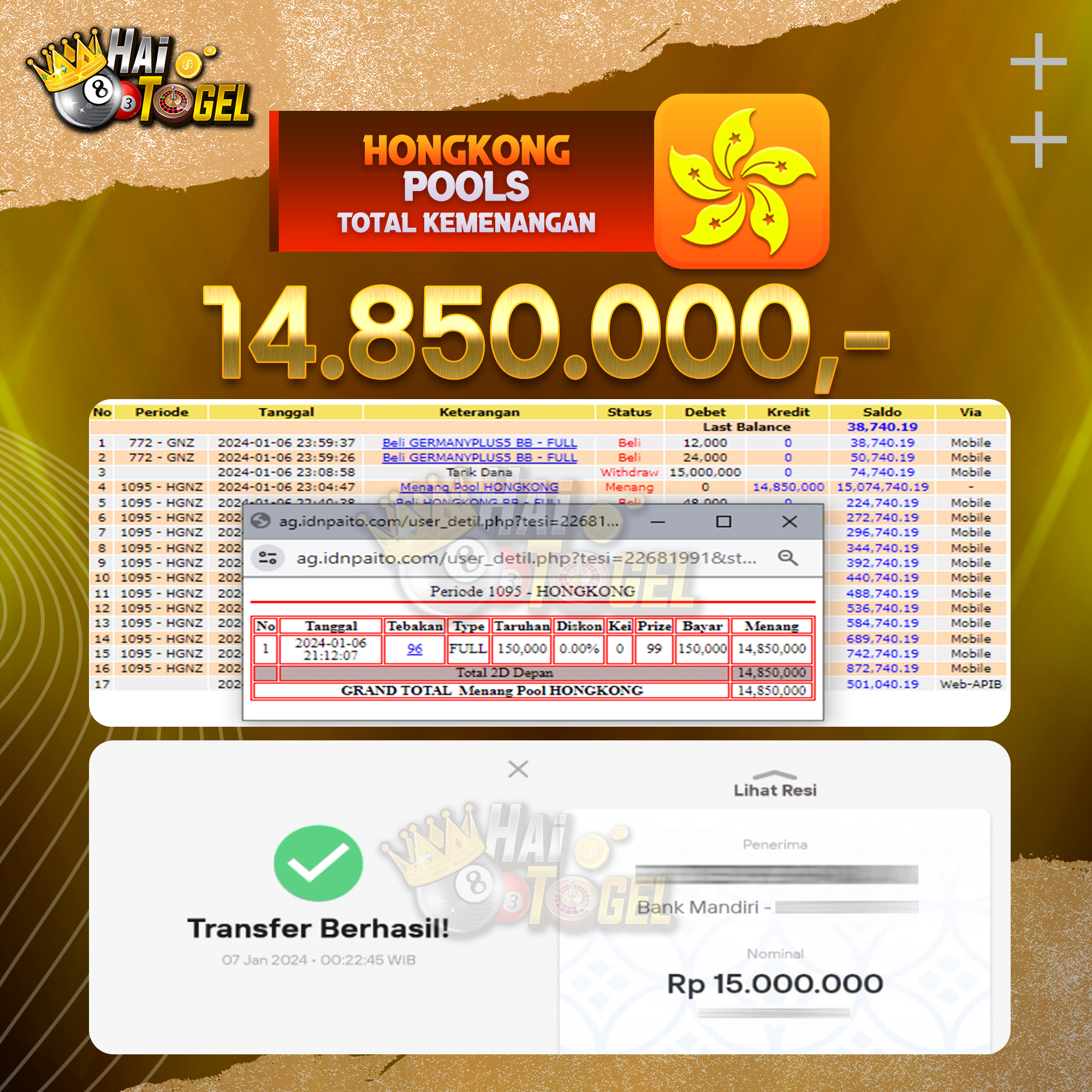 You are currently viewing BUKTI JACKPOT HAITOGEL TOGEL : HONGKONG SEBESAR : RP. 14.850.000