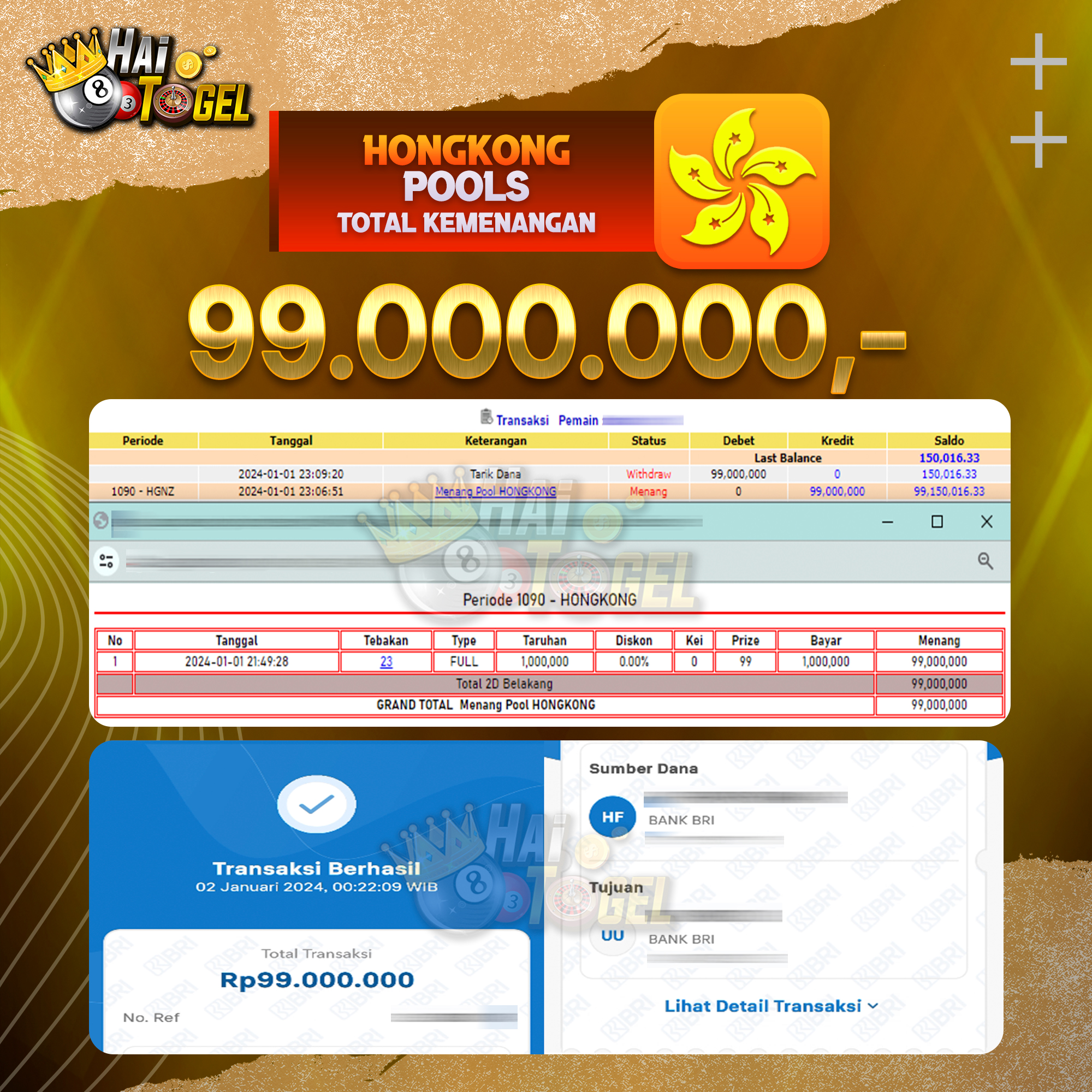 You are currently viewing BUKTI JACKPOT HAITOGEL TOGEL : HONGKONG SEBESAR : RP. 99.000.000