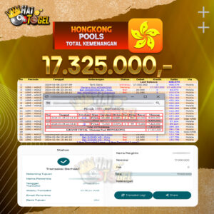 Read more about the article BUKTI JACKPOT HAITOGEL TOGEL : HONGKONG SEBESAR : RP. 17.325.000