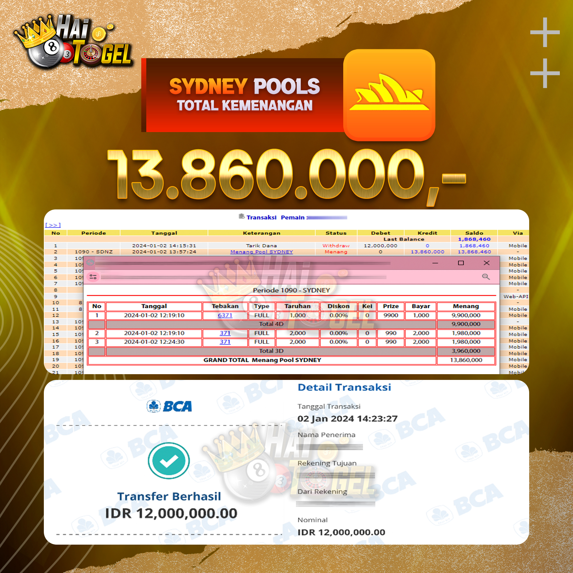 You are currently viewing BUKTI PEMBAYARAN HAITOGEL TOGEL SYDNEY RP. 13.860.000