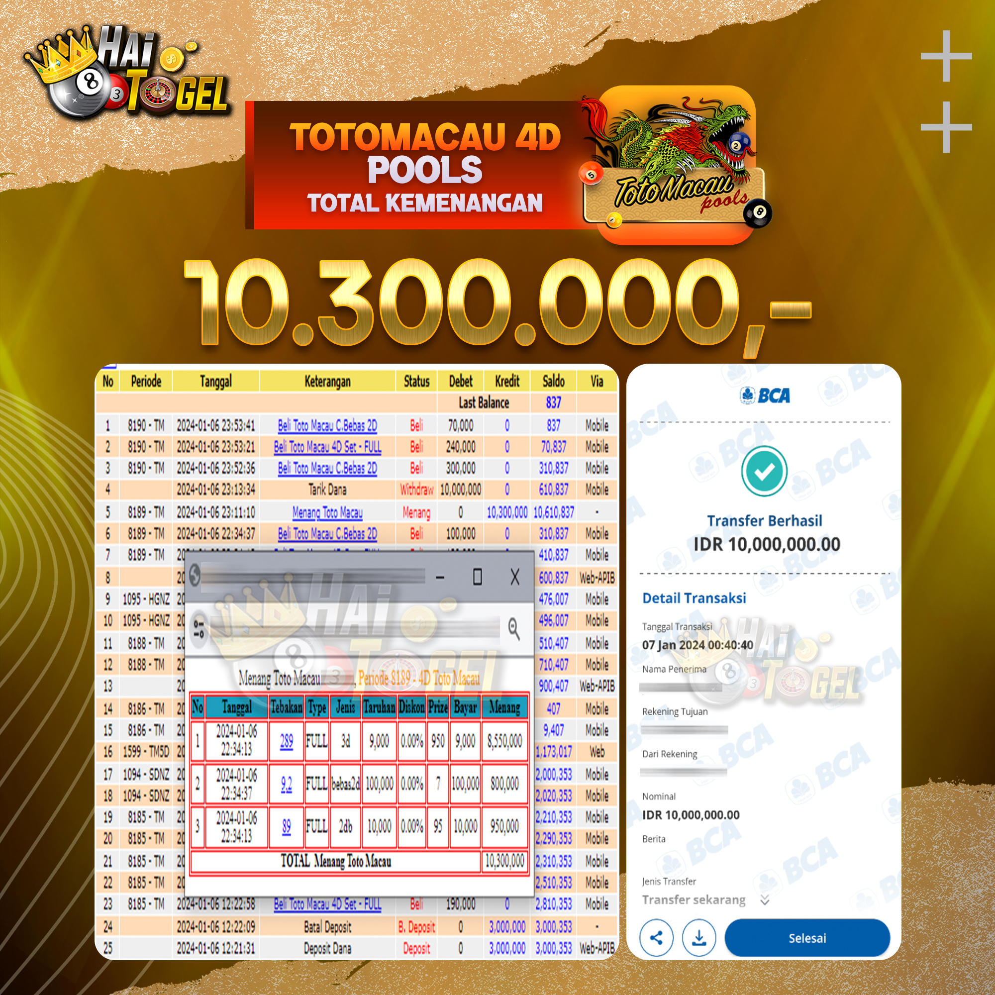 You are currently viewing BUKTI JACKPOT HAITOGEL PASARAN TOTOMACAU4D RP. 10.300.000