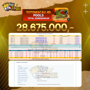 Read more about the article BUKTI JACKPOT HAITOGEL PASARAN TOTOMACAU4D RP. 28.675.000