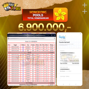 Read more about the article BUKTI JACKPOT HAITOGEL TOGEL : HONGKONG SEBESAR : RP. 6.900.000