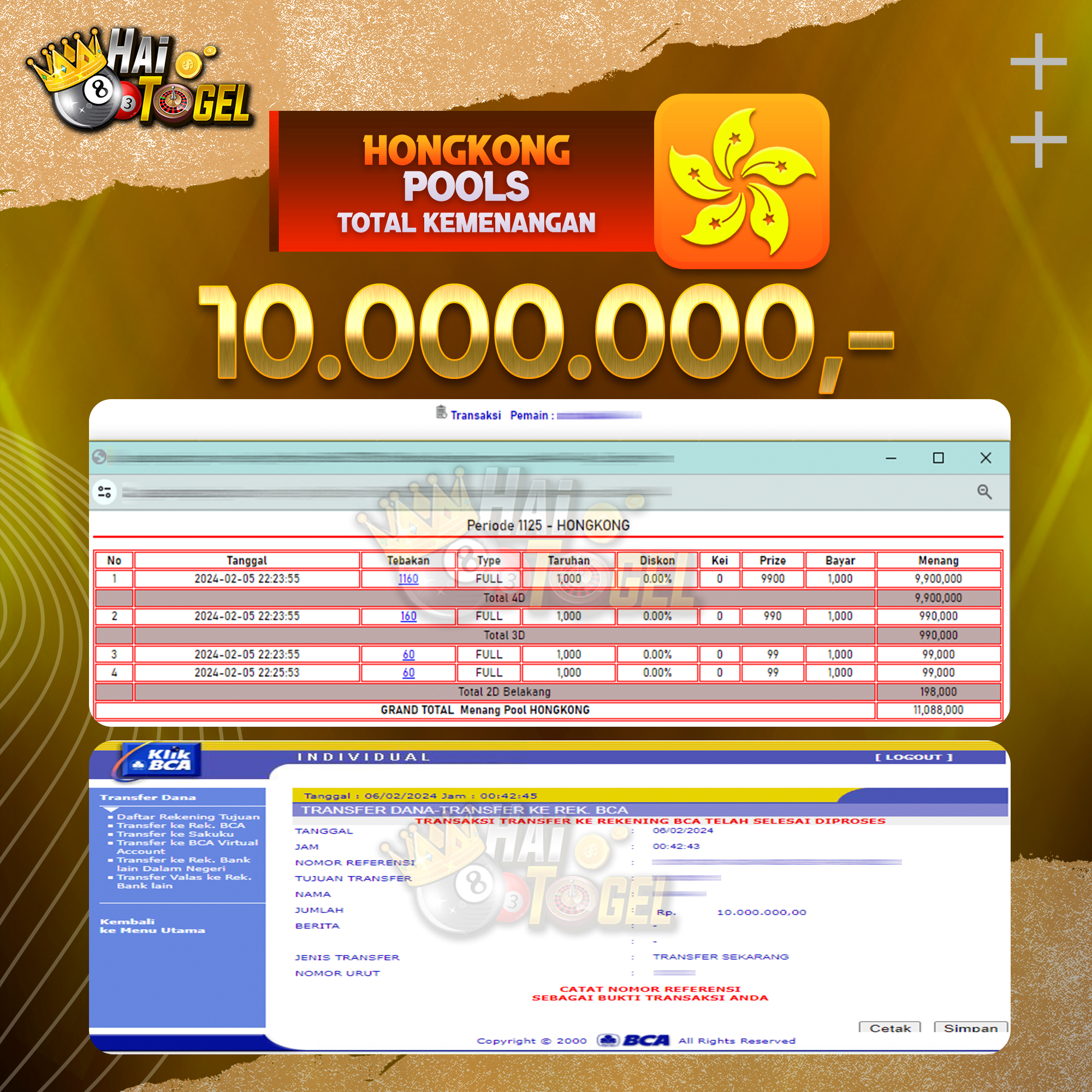 You are currently viewing BUKTI JACKPOT HAITOGEL TOGEL : HONGKONG SEBESAR : RP. 10.000.000