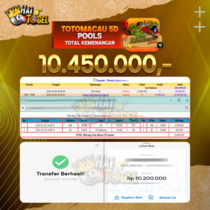 Read more about the article BUKTI JACKPOT HAITOGEL PASARAN TOTOMACAU5D RP. 10.450.000