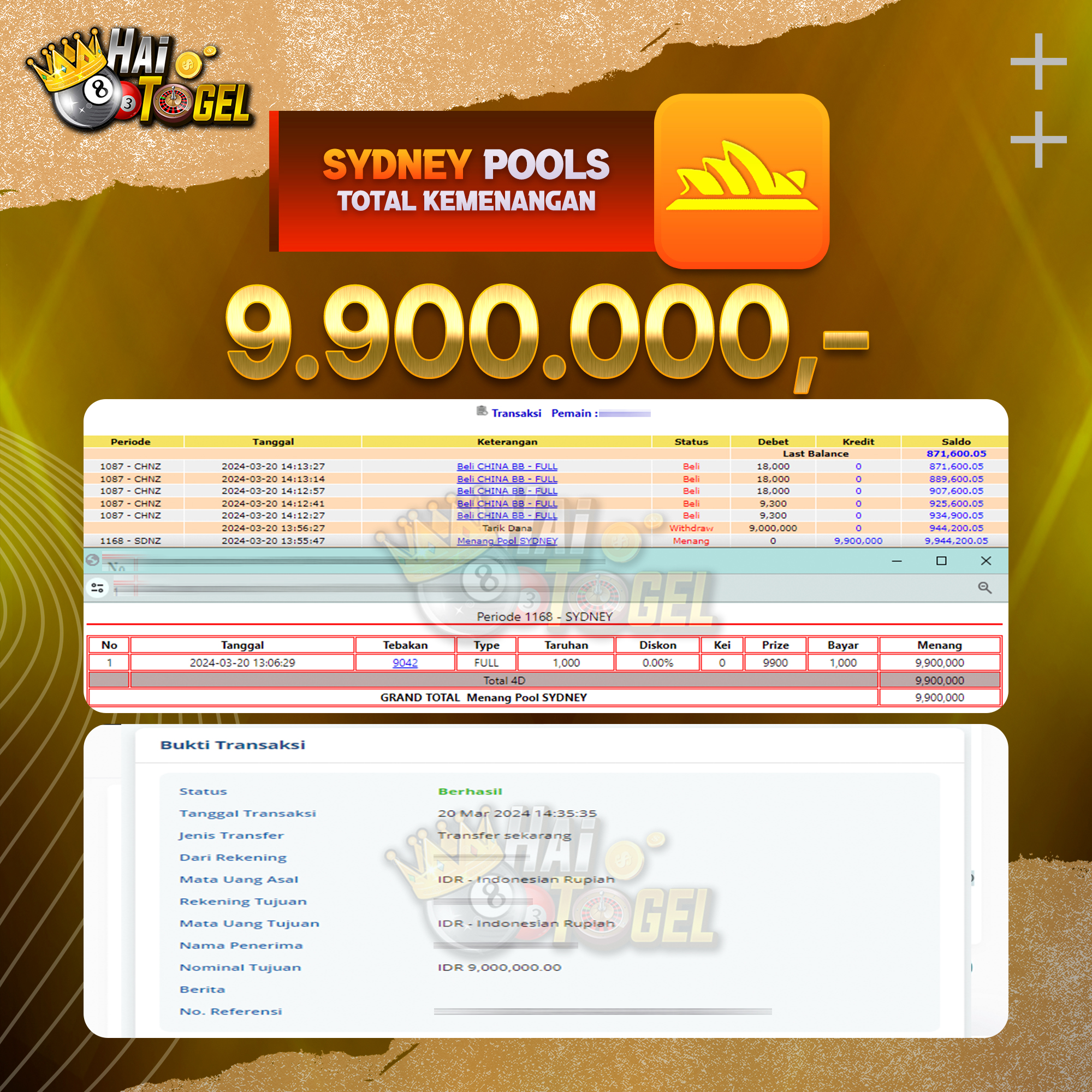 You are currently viewing BUKTI PEMBAYARAN HAITOGEL TOGEL SYDNEY RP. 9.900.000