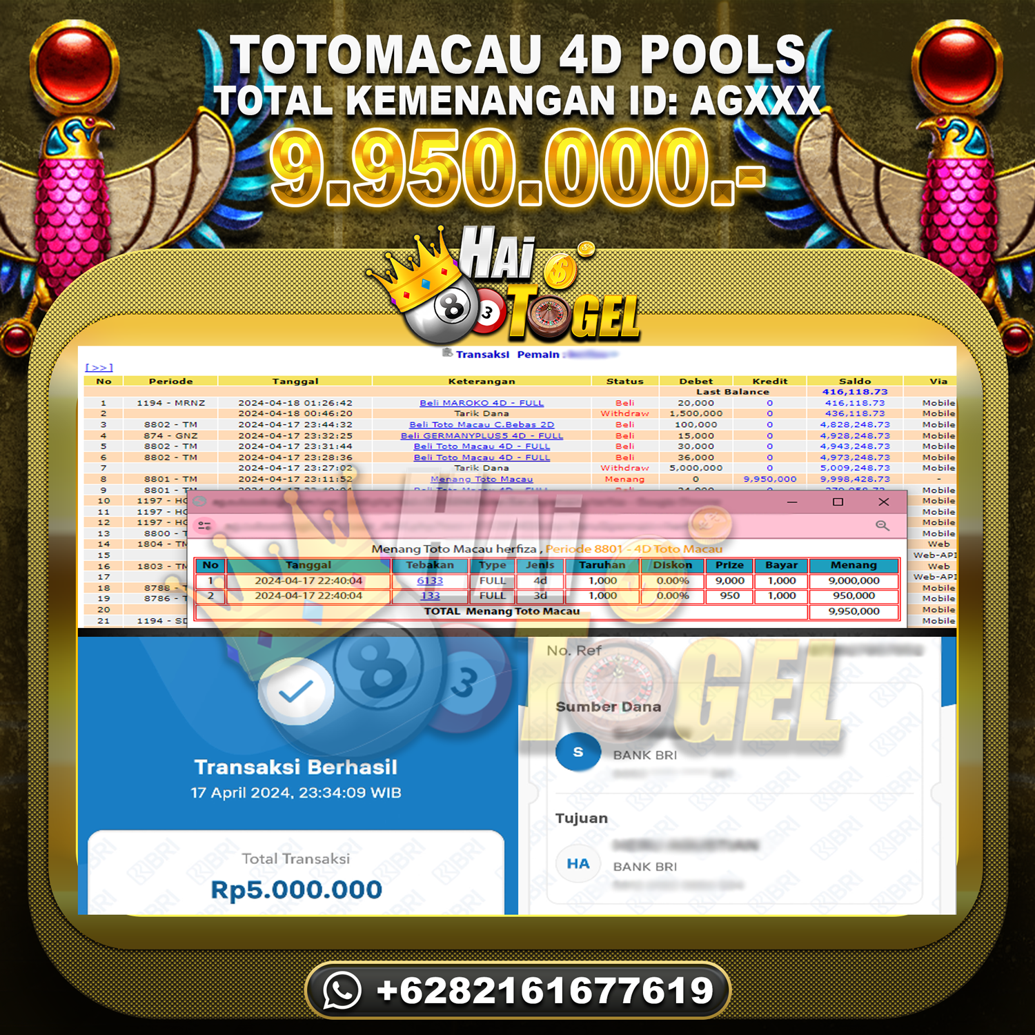 You are currently viewing BUKTI JACKPOT HAITOGEL PASARAN TOTOMACAU4D RP. 9.950.000