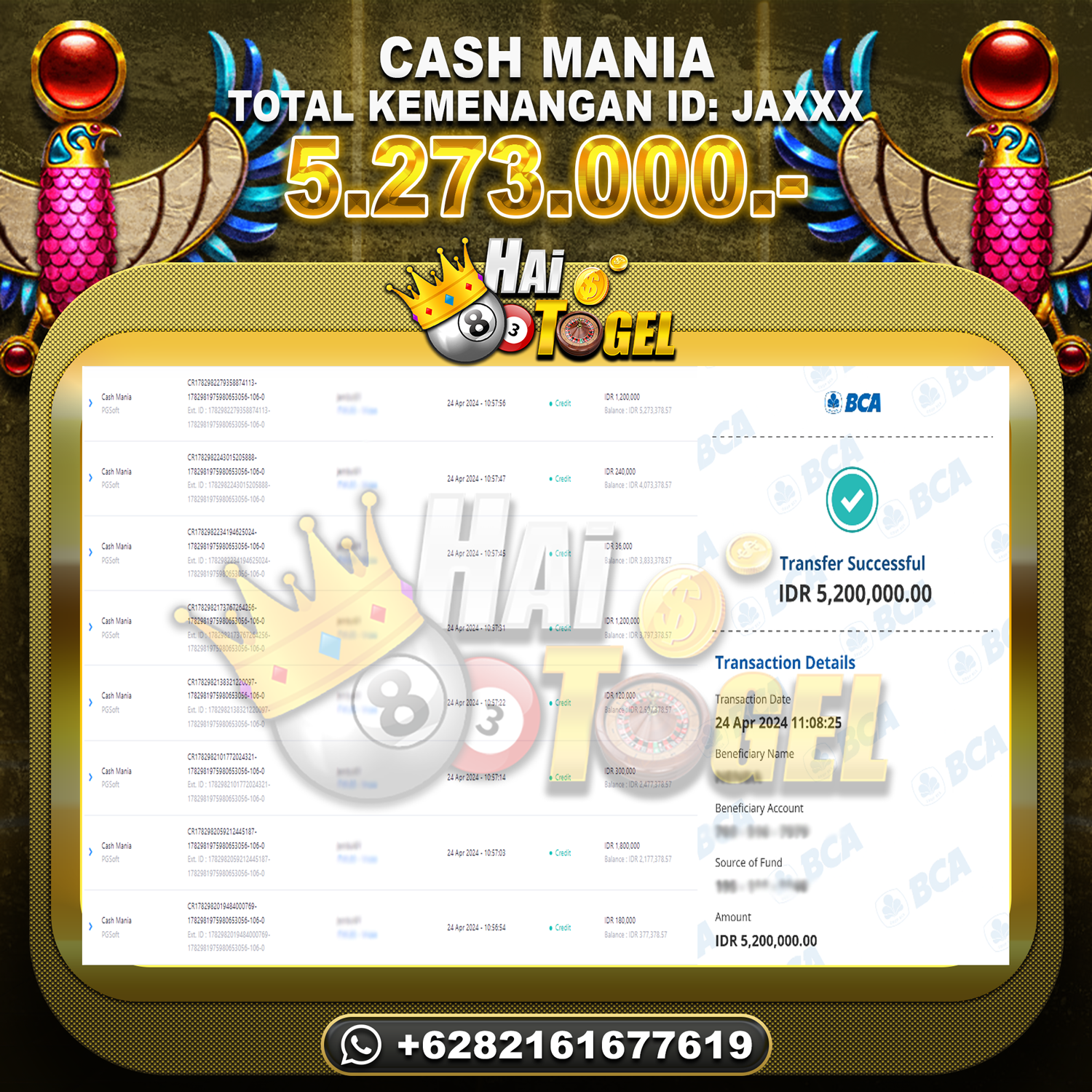 You are currently viewing BUKTI KEMENANGAN HAITOGEL SLOT : CASH MANIA RP. 5.273.000