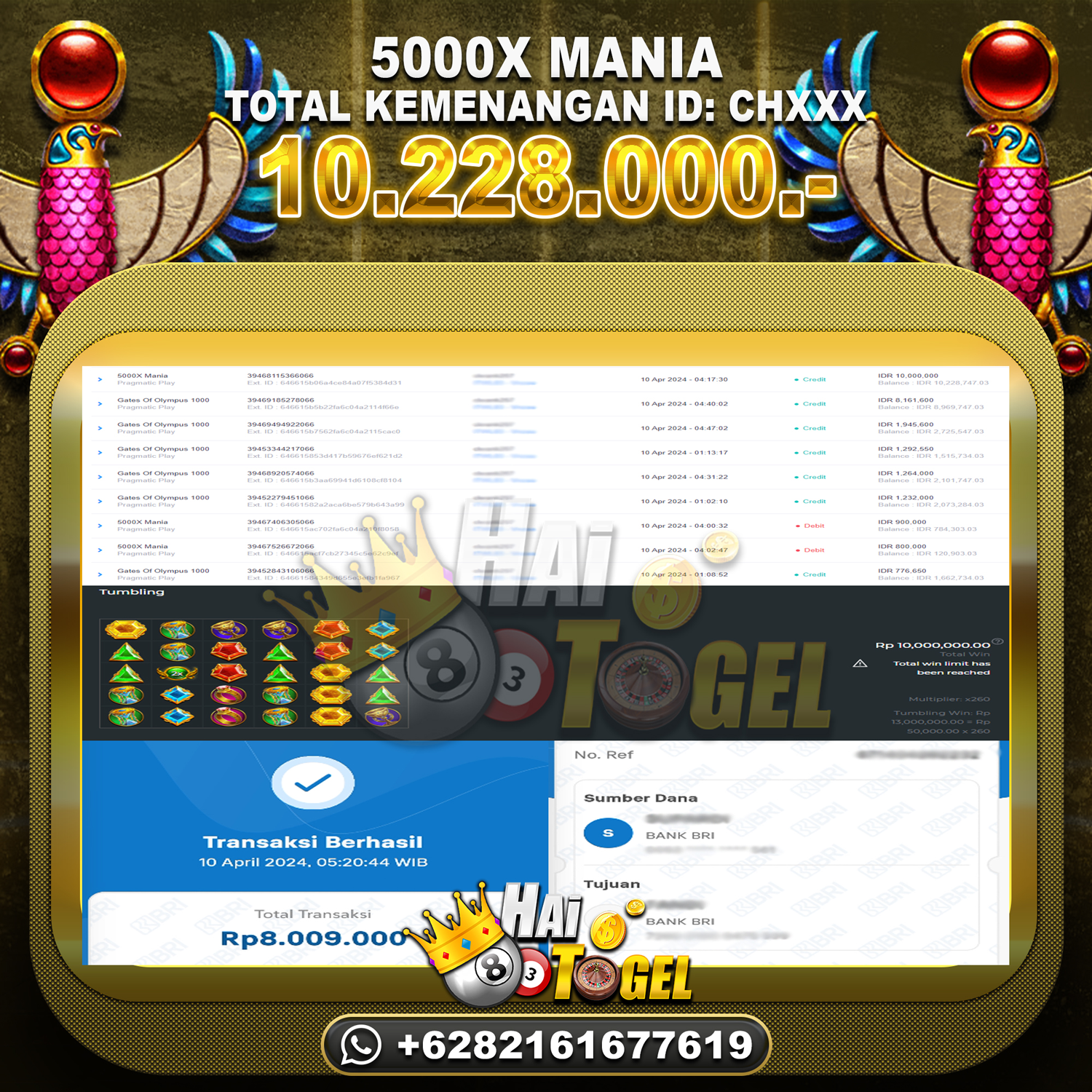 Read more about the article BUKTI JACKPOT HAITOGEL SLOT : SLOT 5000X MANIA RP. 10.228.000