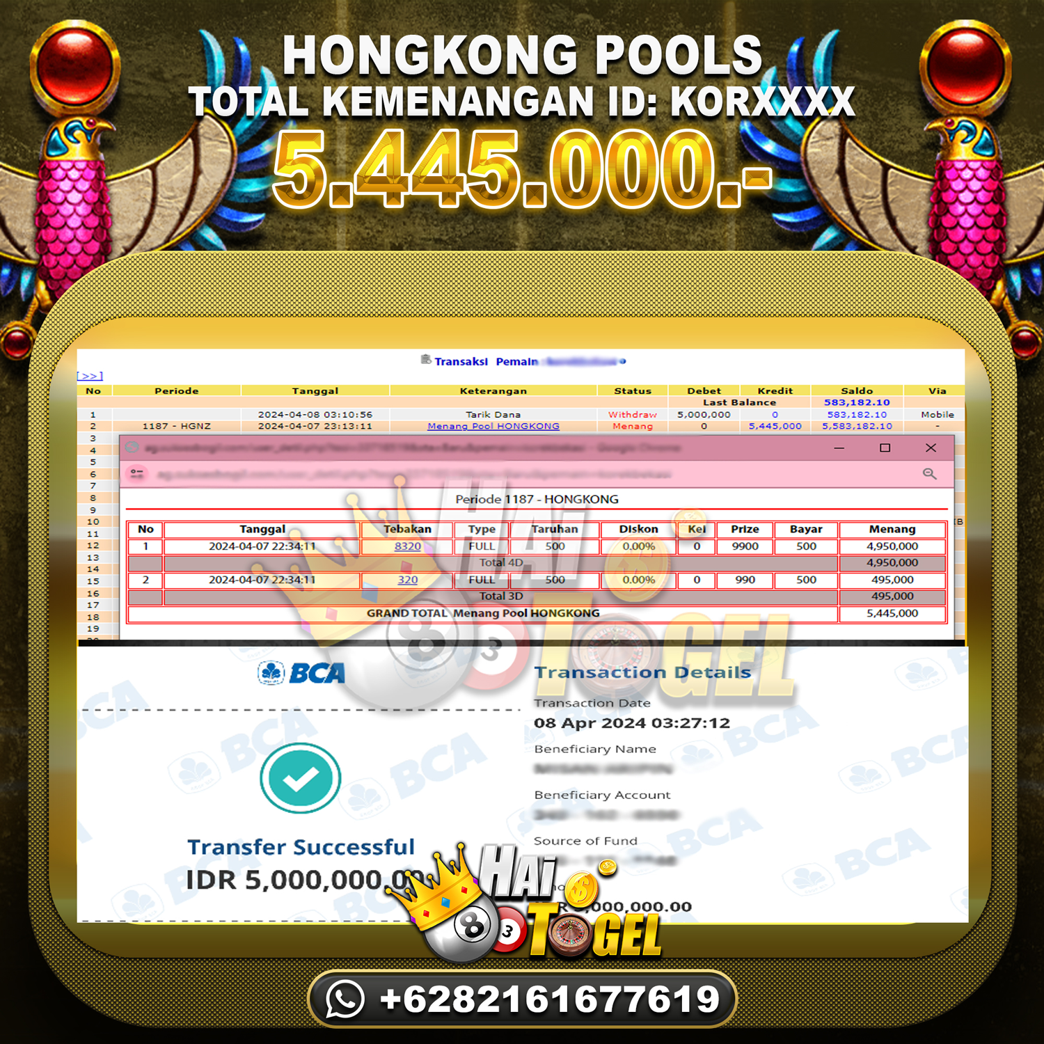 You are currently viewing BUKTI JP HAITOGEL TOGEL : HONGKONG SEBESAR : RP. 5.445.000