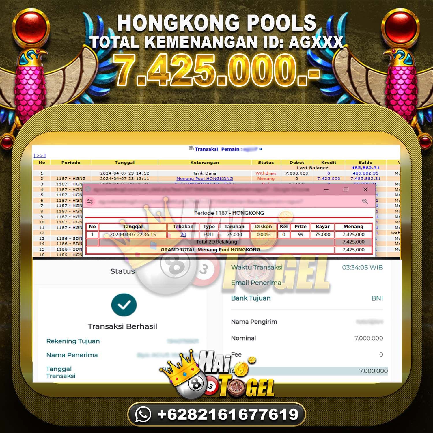 You are currently viewing BUKTI JP HAITOGEL TOGEL : HONGKONG SEBESAR : RP. 7.425.000