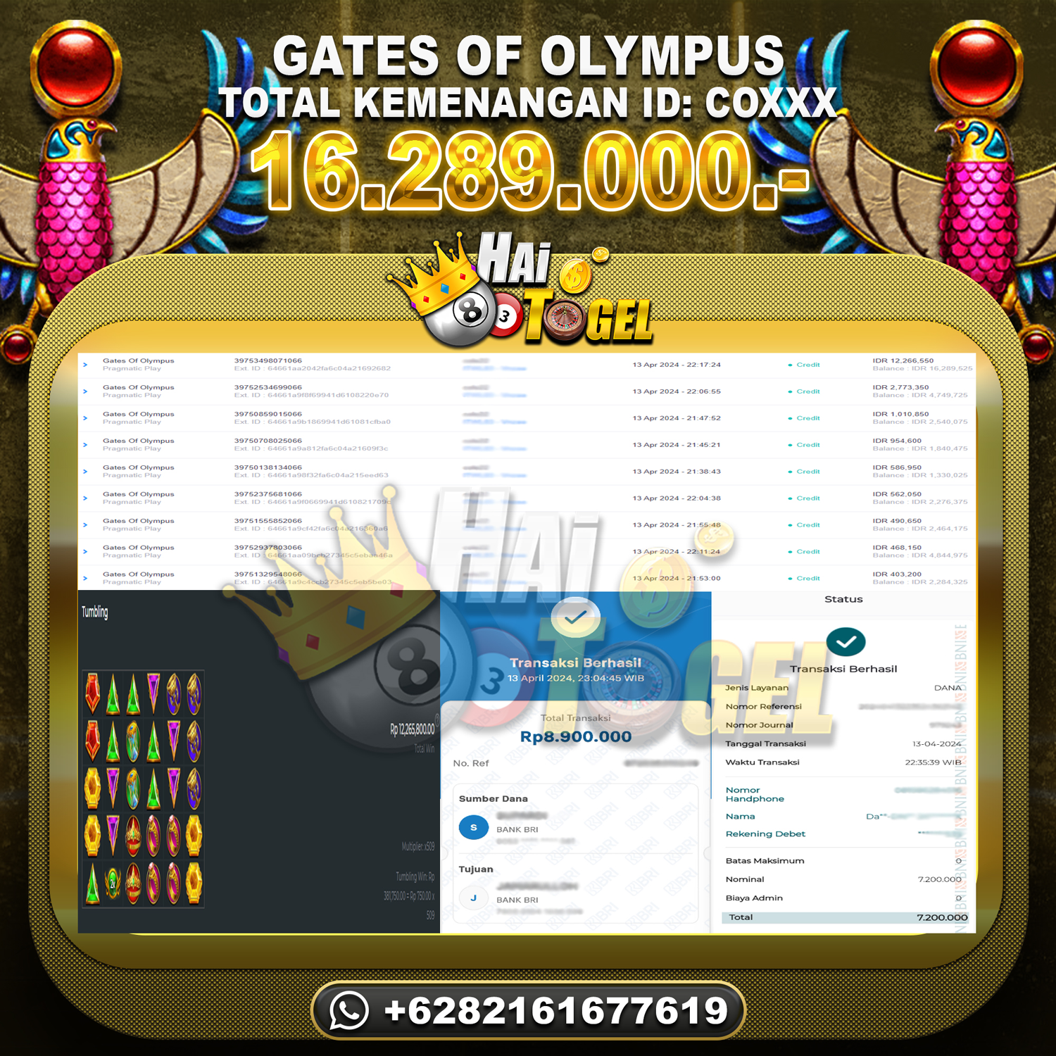 Read more about the article BUKTI KEMENANGAN SLOT HAITOGEL GATES OF OLYMPUS RP. 16.289.000