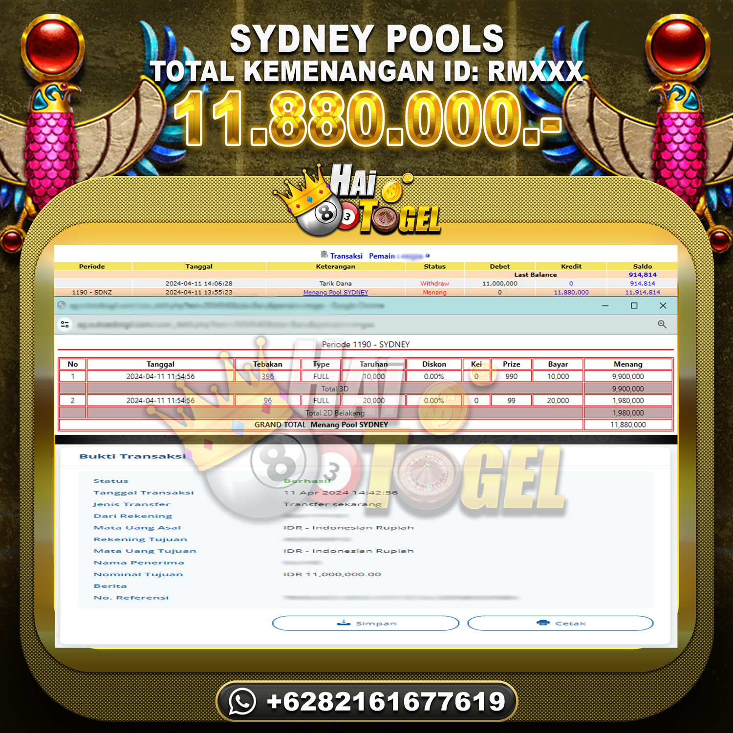 Read more about the article BUKTI PEMBAYARAN HAITOGEL TOGEL SYDNEY RP. 11.880.000