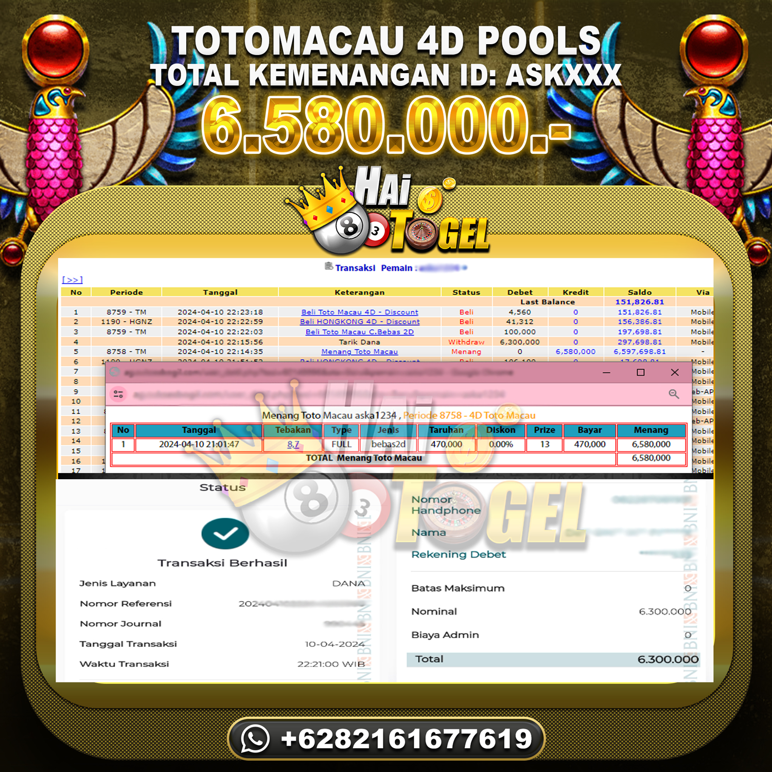 You are currently viewing BUKTI JACKPOT HAITOGEL PASARAN TOTOMACAU4D RP. 6.580.000