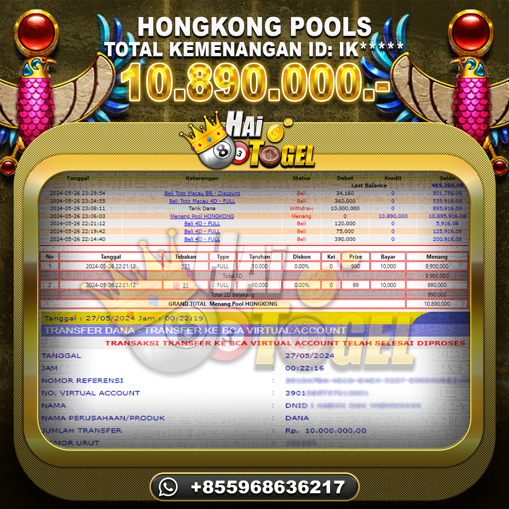 You are currently viewing BUKTI JP HAITOGEL TOGEL : HONGKONG SEBESAR : RP. 10.890.000