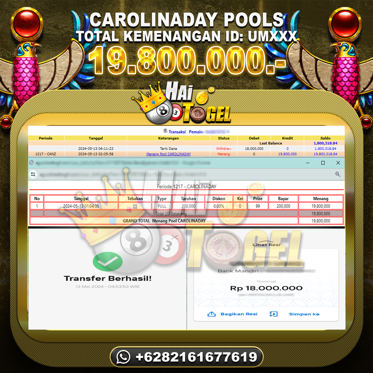 You are currently viewing BUKTI TOGEL HAITOGEL JACKPOT CAROLINADAY: RP. 19.800.000