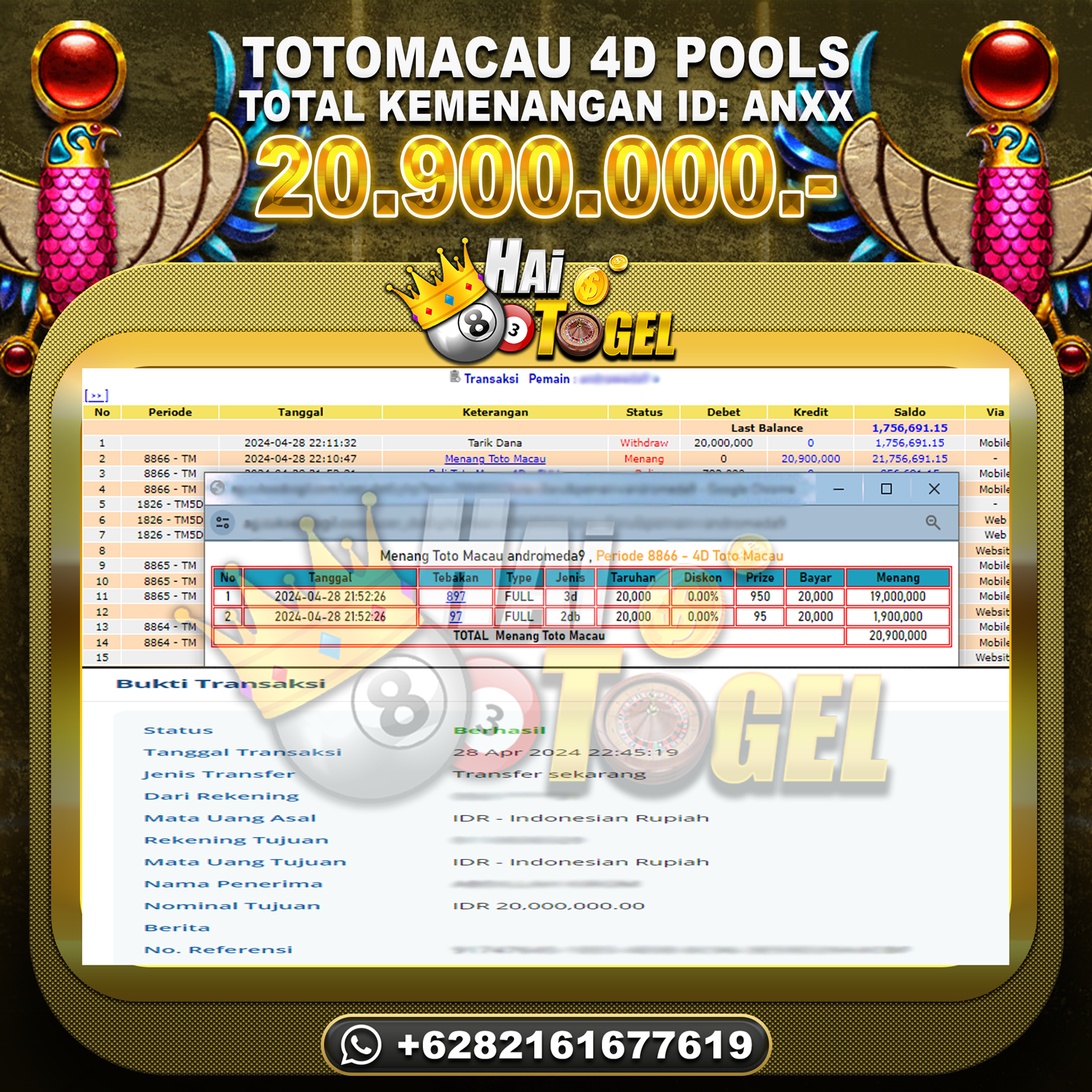 You are currently viewing BUKTI JACKPOT HAITOGEL PASARAN TOTOMACAU4D RP. 20.900.000