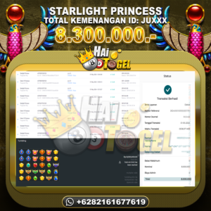 Read more about the article BUKTI JP HAITOGEL SLOT : SLOT STARLIGHT PRINCESS RP. 8.300.000