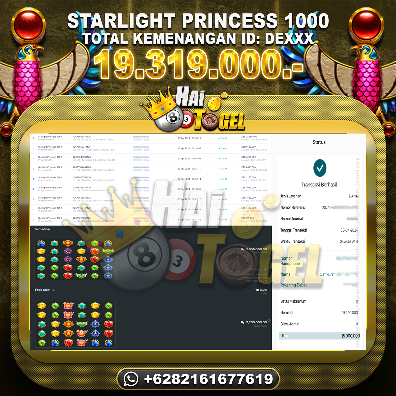 Read more about the article BUKTI JP HAITOGEL SLOT : SLOT STARLIGHT PRINCESS 1000 RP. 19.319.000