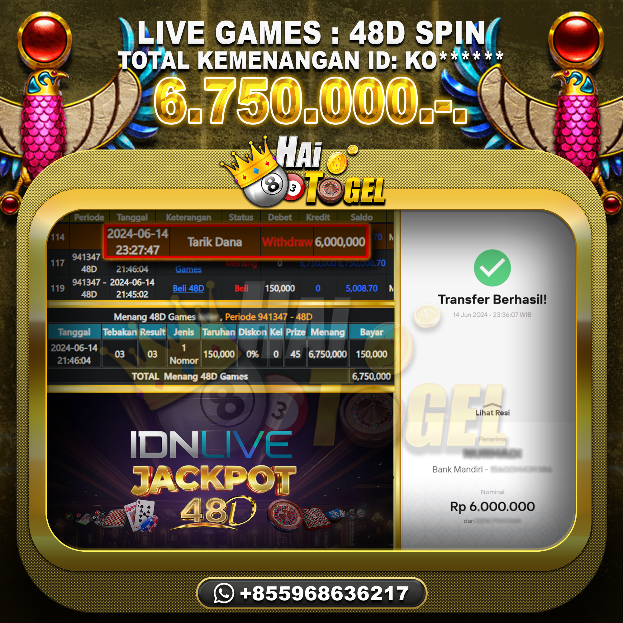 You are currently viewing JACKPOT HAITOGEL BUKTI CASINO 48D GAMES RP. 6.750.000