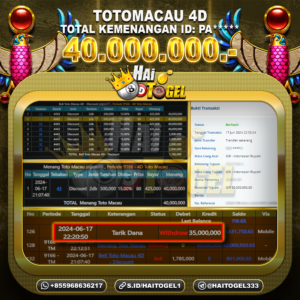 Read more about the article TOGEL JP HAITOGEL PEMBAYARAN PASARAN TOTOMACAU4D RP. 40.000.000