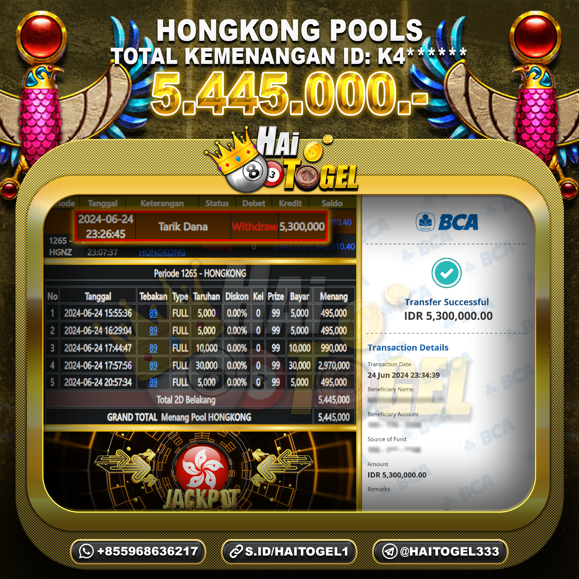 You are currently viewing PEMBAYARAN JACKPOT BUKTI HAITOGEL : HONGKONG SEBESAR : RP. 5.445.000