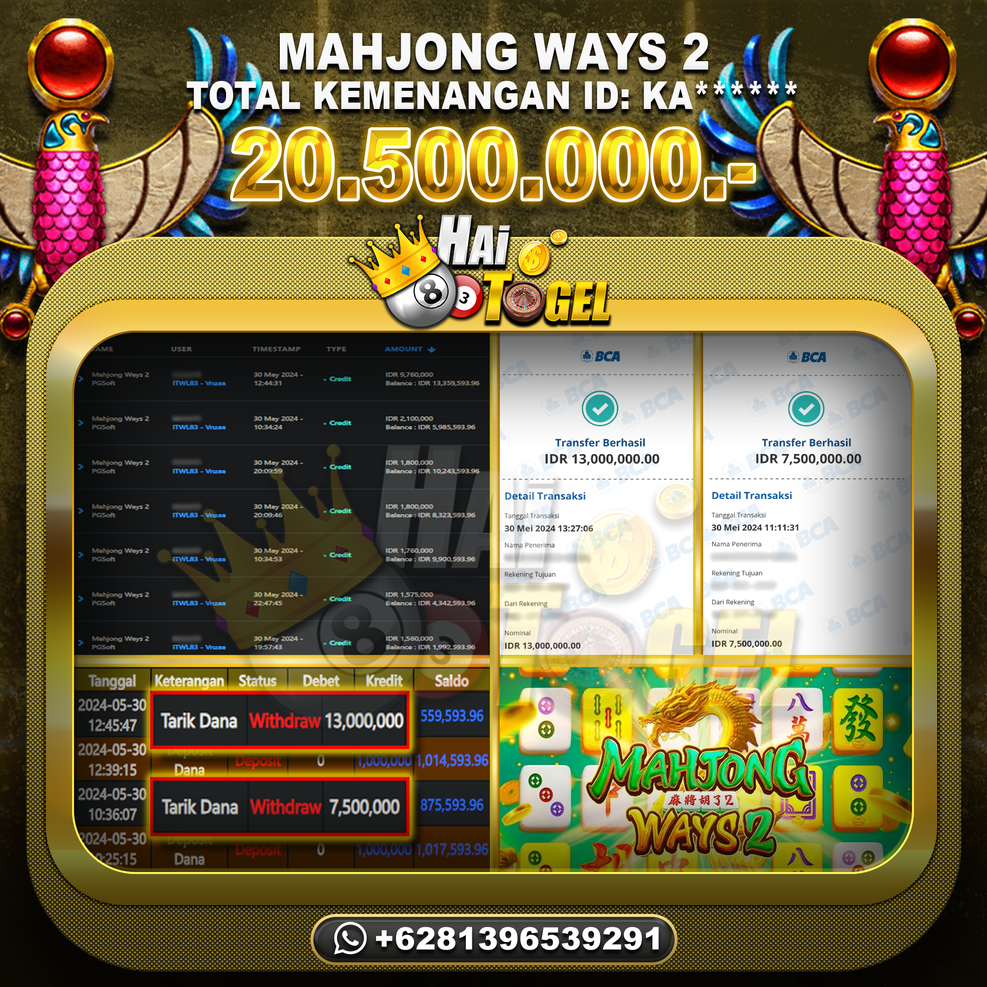 Read more about the article BUKTI JP SLOT HAITOGEL MAHJONG WAYS 2 RP. 20.500.000