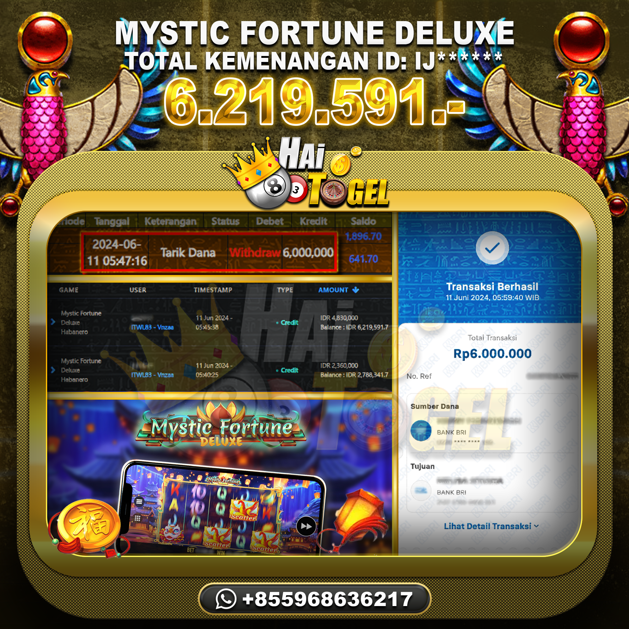 Read more about the article BUKTI KEMENANGAN HAITOGEL SLOT : MYSTIC FORTUNE DELUXE RP. 6.219.591