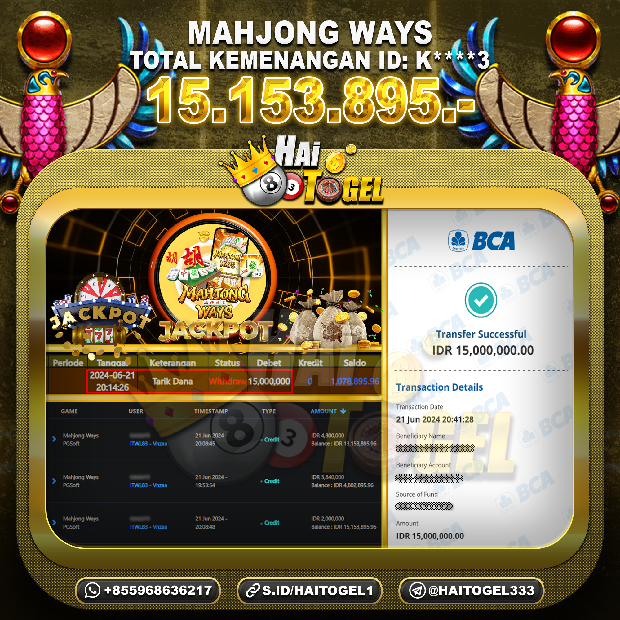 You are currently viewing BUKTI JP SLOT HAITOGEL MAHJONG WAYS 2 RP. 15.153.895