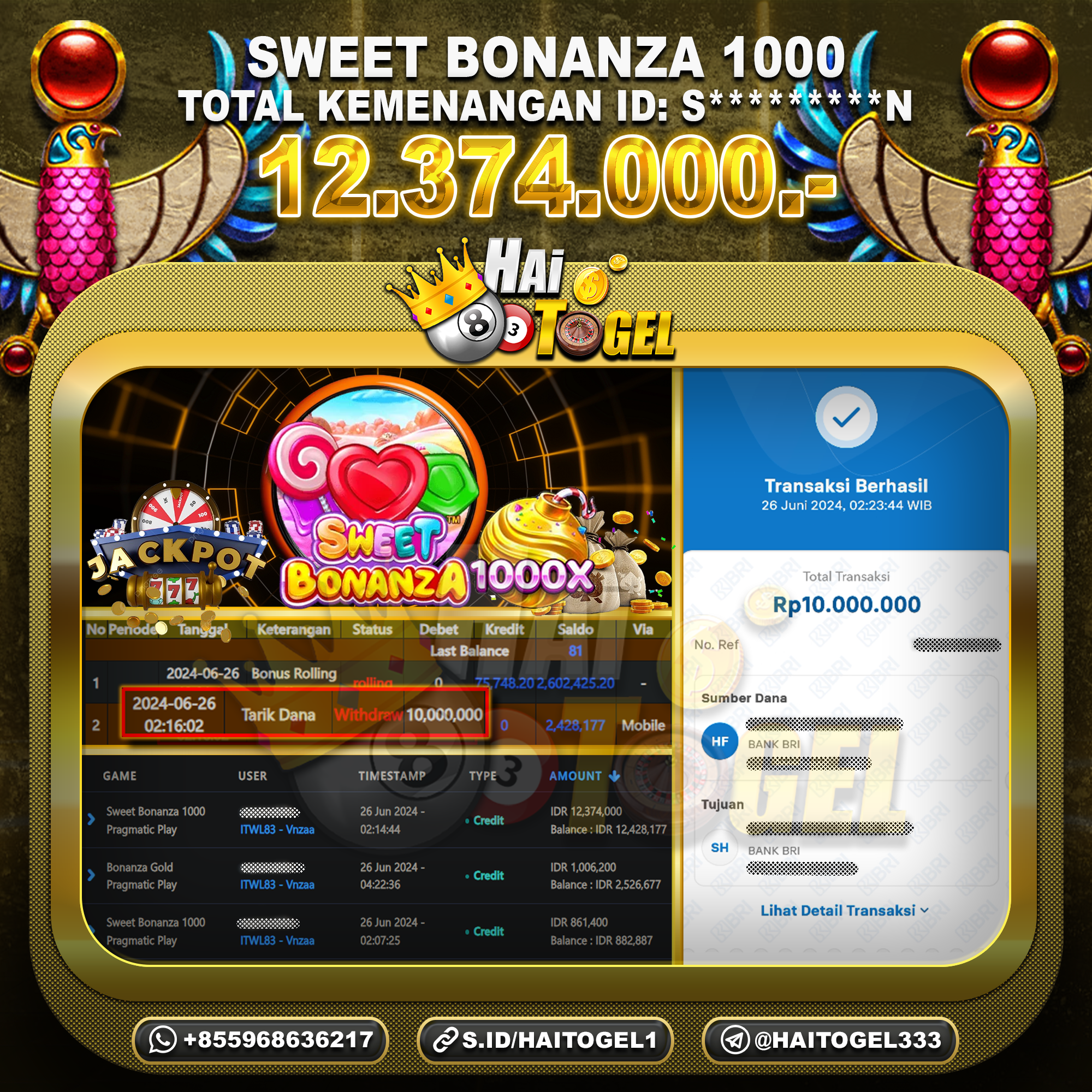 You are currently viewing JP KEMENANGAN SLOT HAITOGEL : SWEET BONANZA RP. 12.374.000