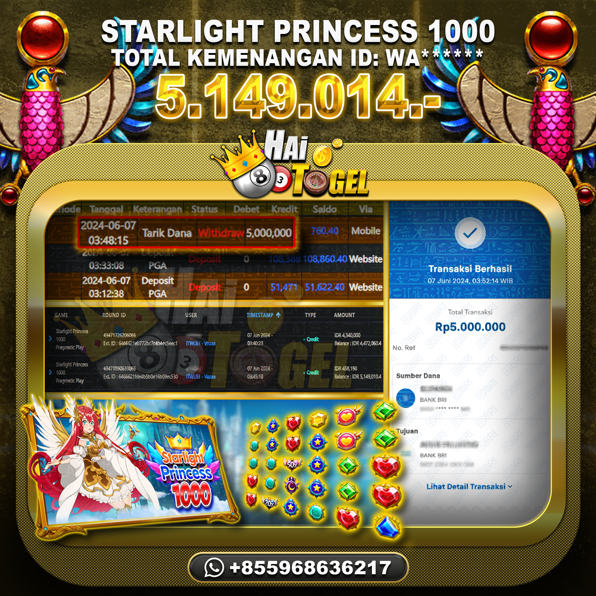 You are currently viewing BUKTI JP HAITOGEL SLOT : SLOT STARLIGHT PRINCESS 1000 RP. 5.149.014