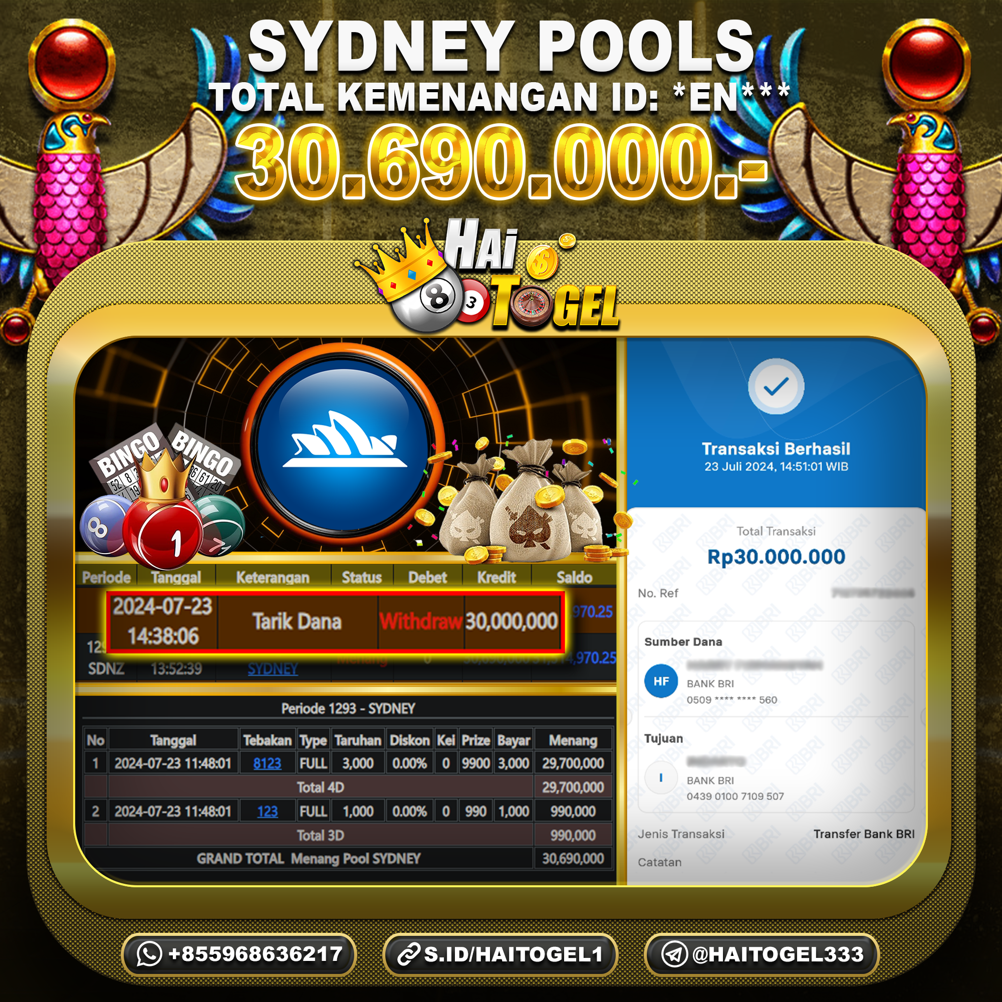 Read more about the article BUKTI PEMBAYARAN HAITOGEL TOGEL SYDNEY RP. 30.690.000