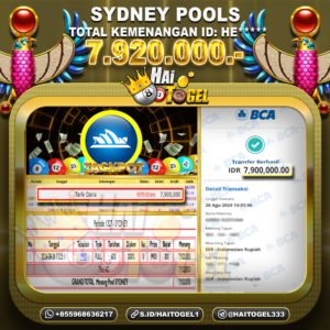 Read more about the article BUKTI JACKPOT HAITOGEL SYDNEY  RP. 7.920.000