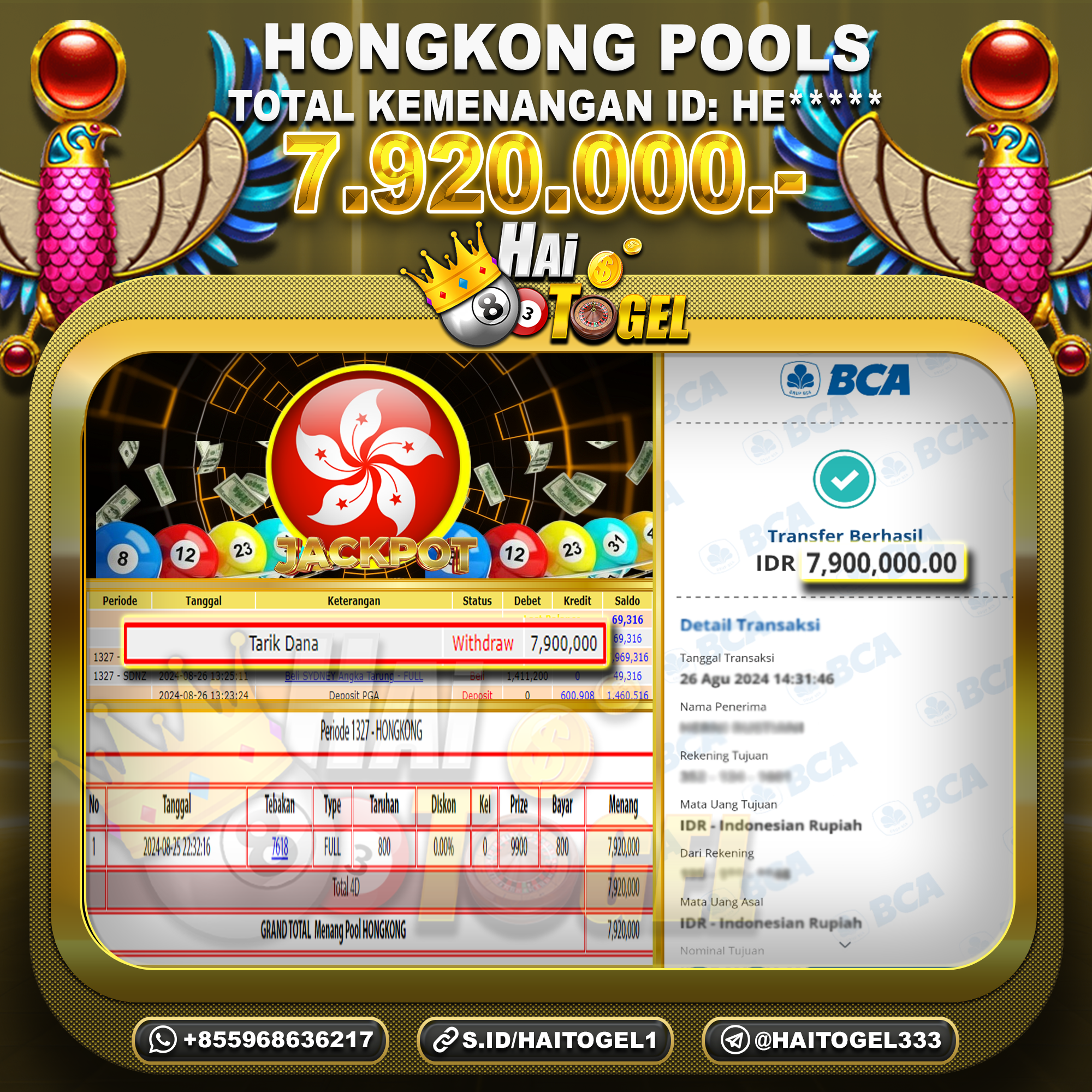 You are currently viewing PEMBAYARAN JACKPOT BUKTI HAITOGEL HONGKONG : SEBESAR : RP. 7.920.000