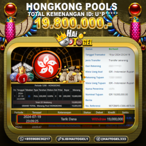 Read more about the article PEMBAYARAN JACKPOT BUKTI HAITOGEL : HONGKONG SEBESAR : RP. 19.800.000