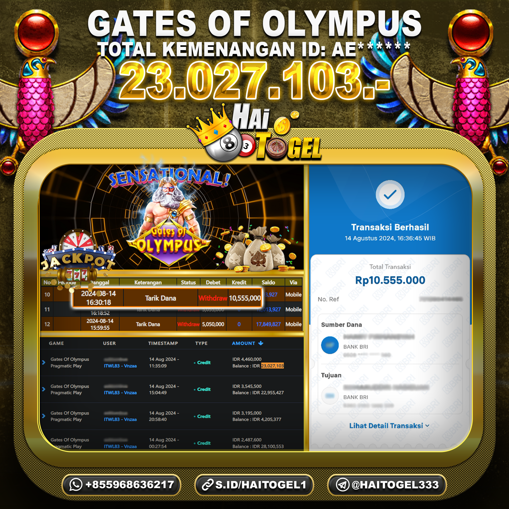 Read more about the article BUKTI JP PEMBAYARAN SLOT GATES OF OLYMPUS RP. 23.027.103