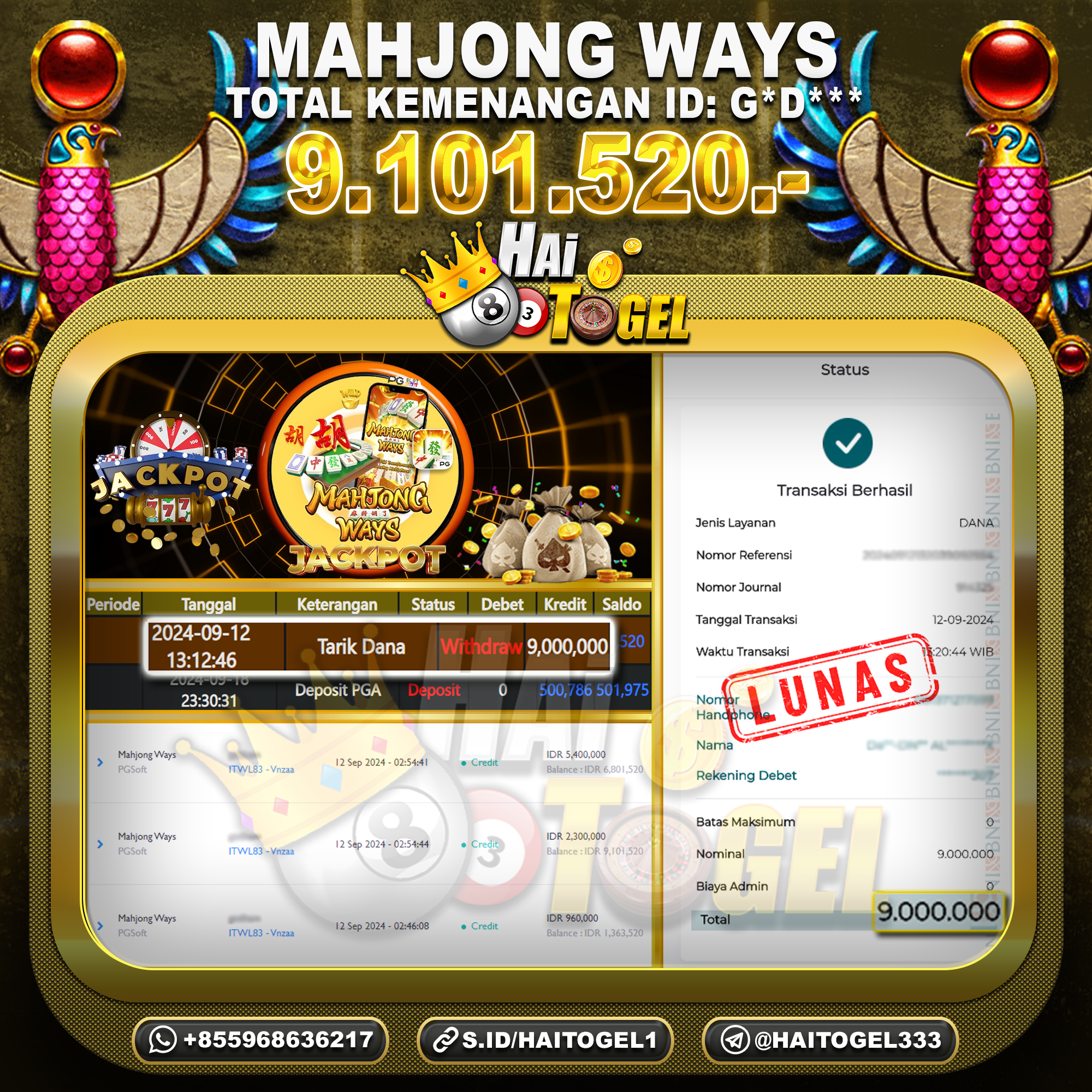 Read more about the article SLOT GACOR PEMBAYARAN HAITOGEL MAHJONG WAYS RP. 9.101.520