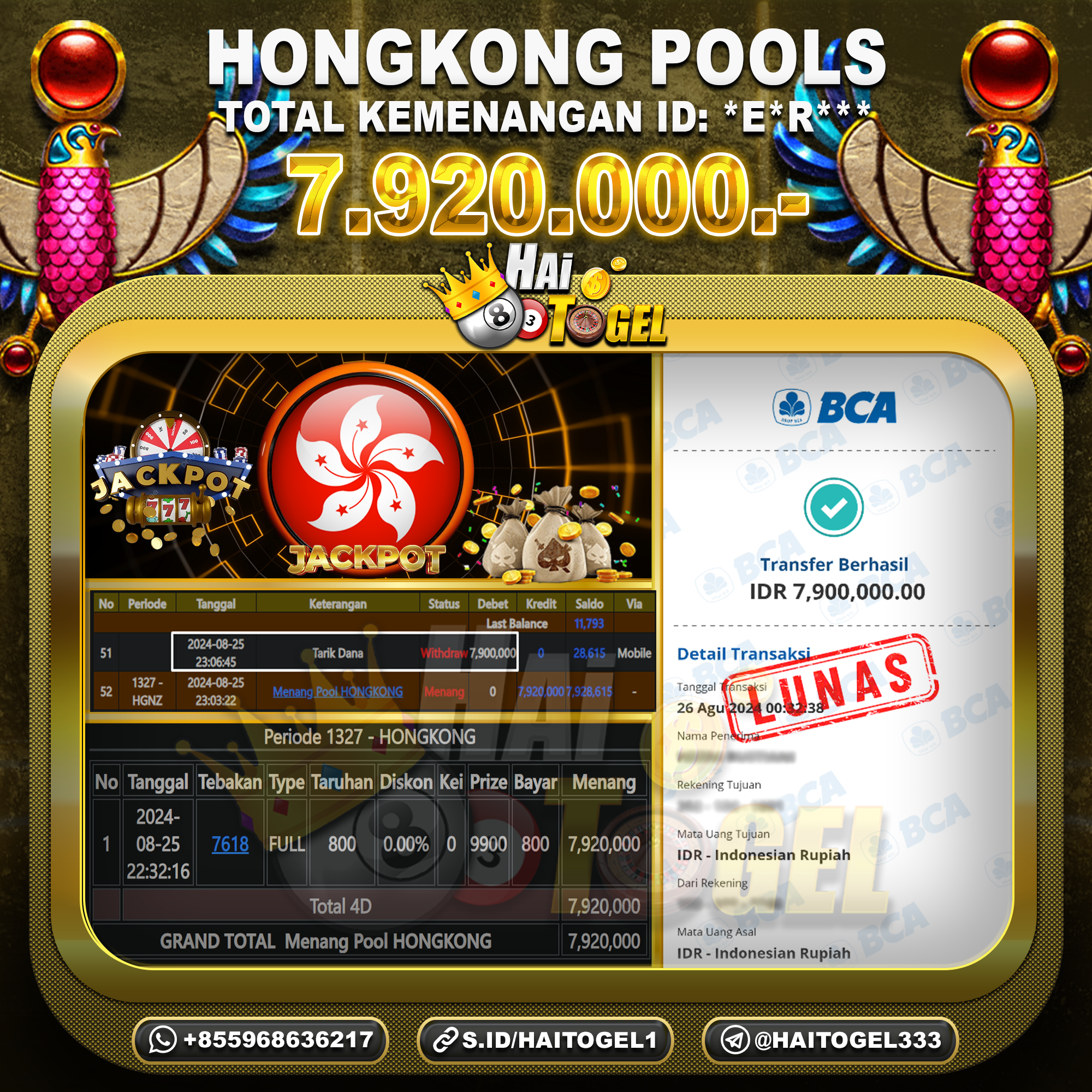 You are currently viewing PEMBAYARAN JACKPOT BUKTI HAITOGEL HONGKONG : SEBESAR : RP. 7.920.000